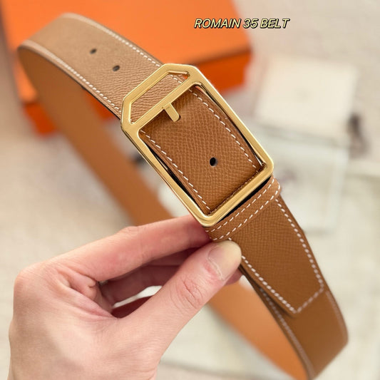 HM 35mm Romain Belt Gold Brown Epsom Leather 200631
