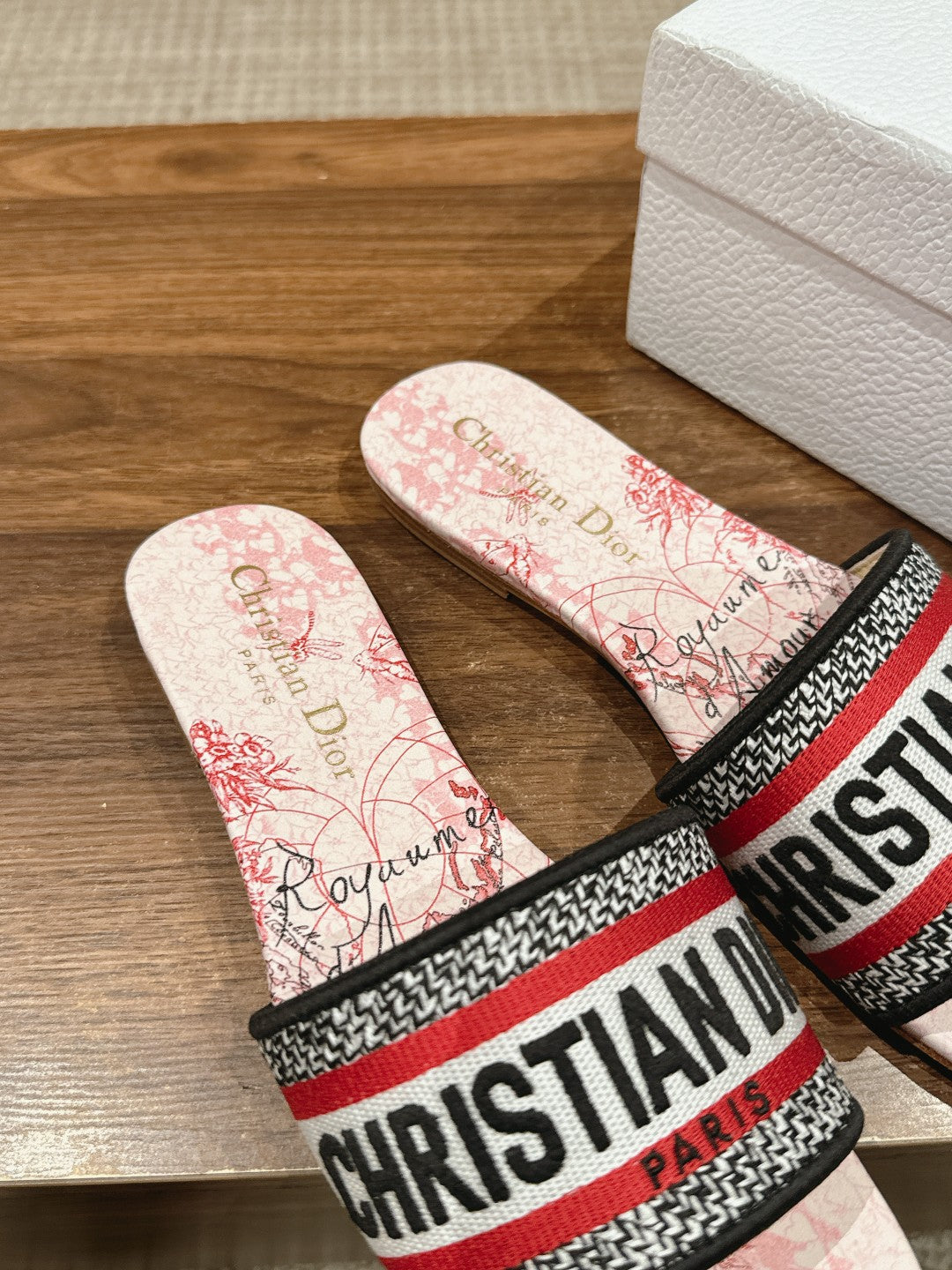 CD 26s Slide Sandals In Red Toile Print Logo Strap