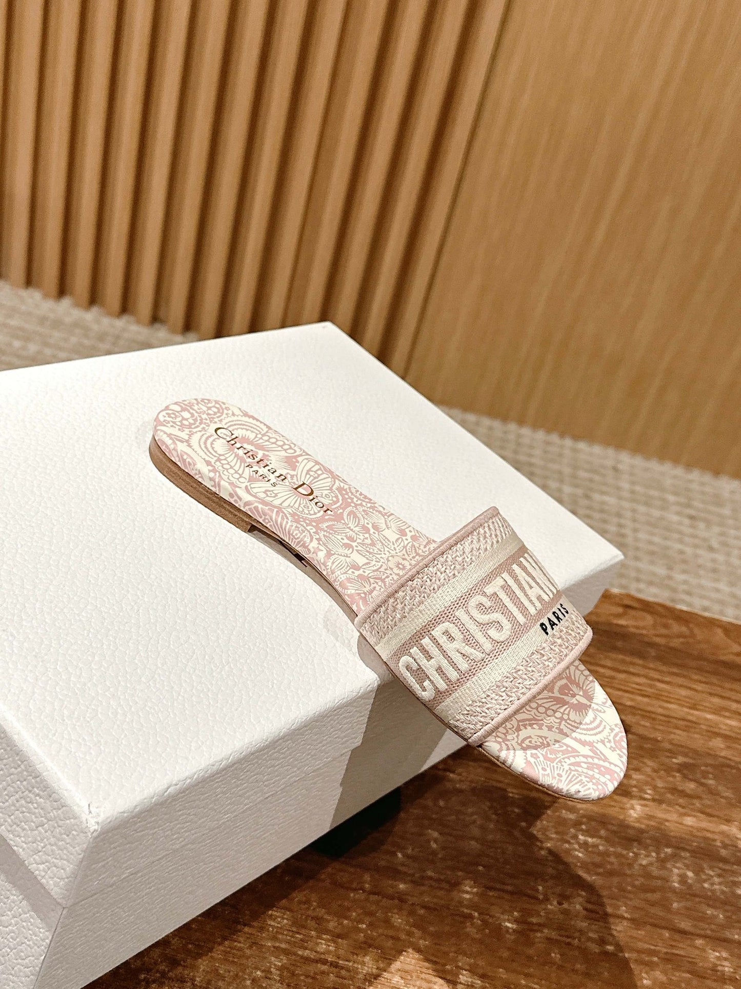CD 26s D-Club Embroidered Slides In Pink Toile De Jouy