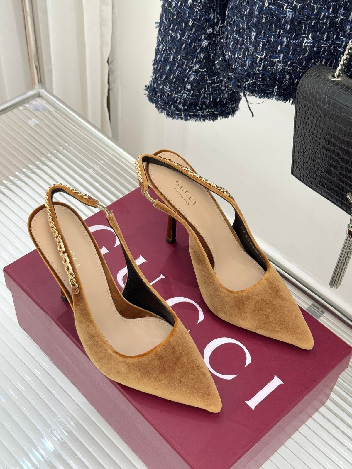 GG 26 Signoria Slingback Pumps 10.5cm Brown Wood Suede 632526