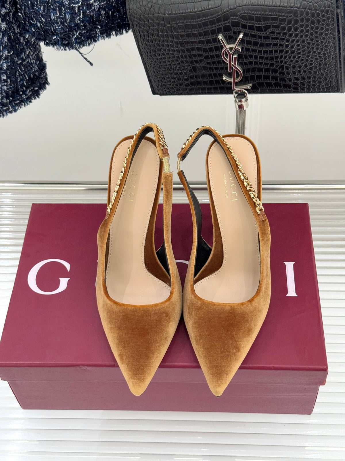 GG 26 Signoria Slingback Pumps 10.5cm Brown Wood Suede 632526