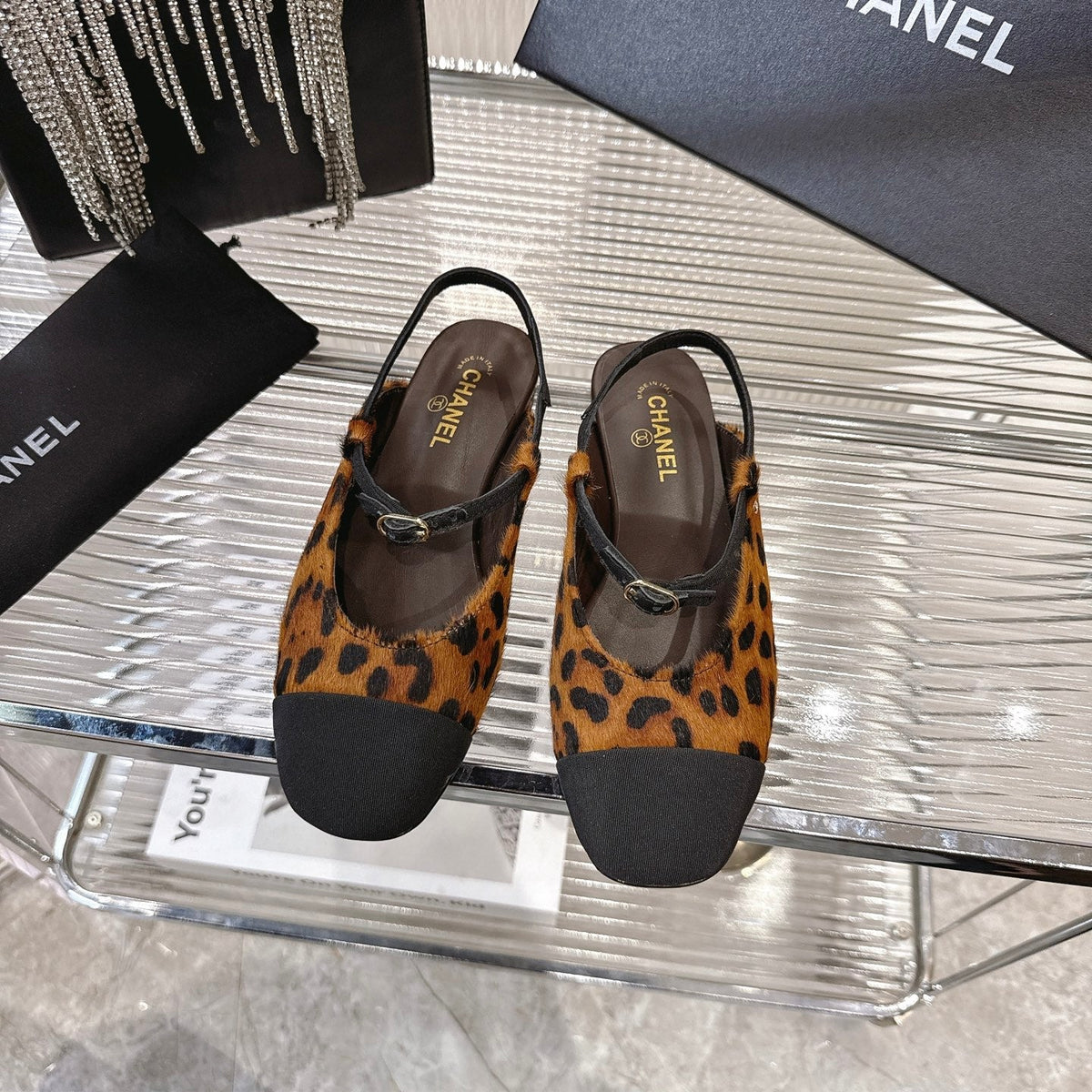 CC 2026 Retro Sandals Leopard Print Calf Hair 668079