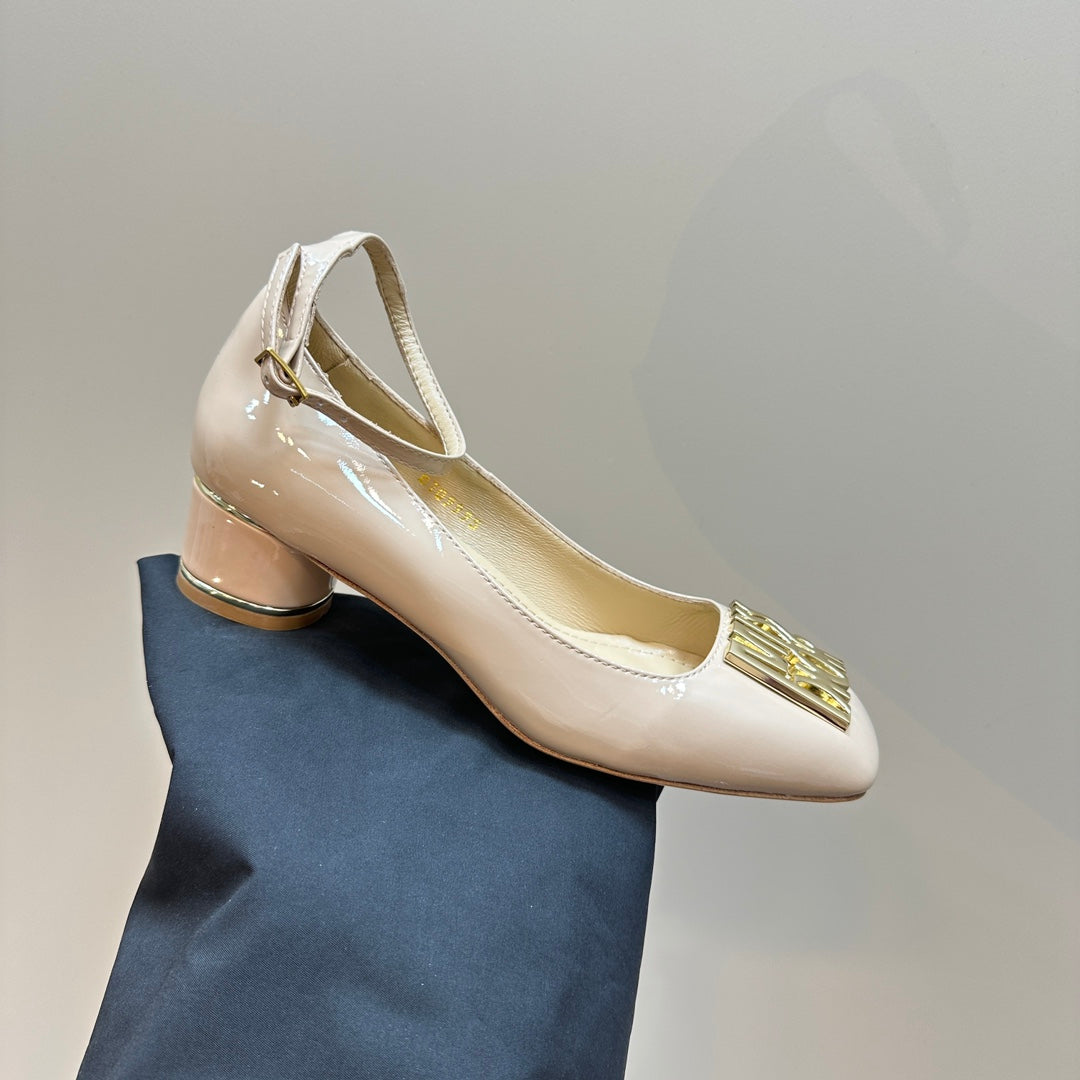 CD Miss Dior Pump 40mm Glossy Beige Lambskin