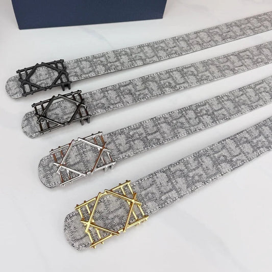 Dior 2026 Oblique Jacquard Cosmo Buckle Belt 35mm Canvas