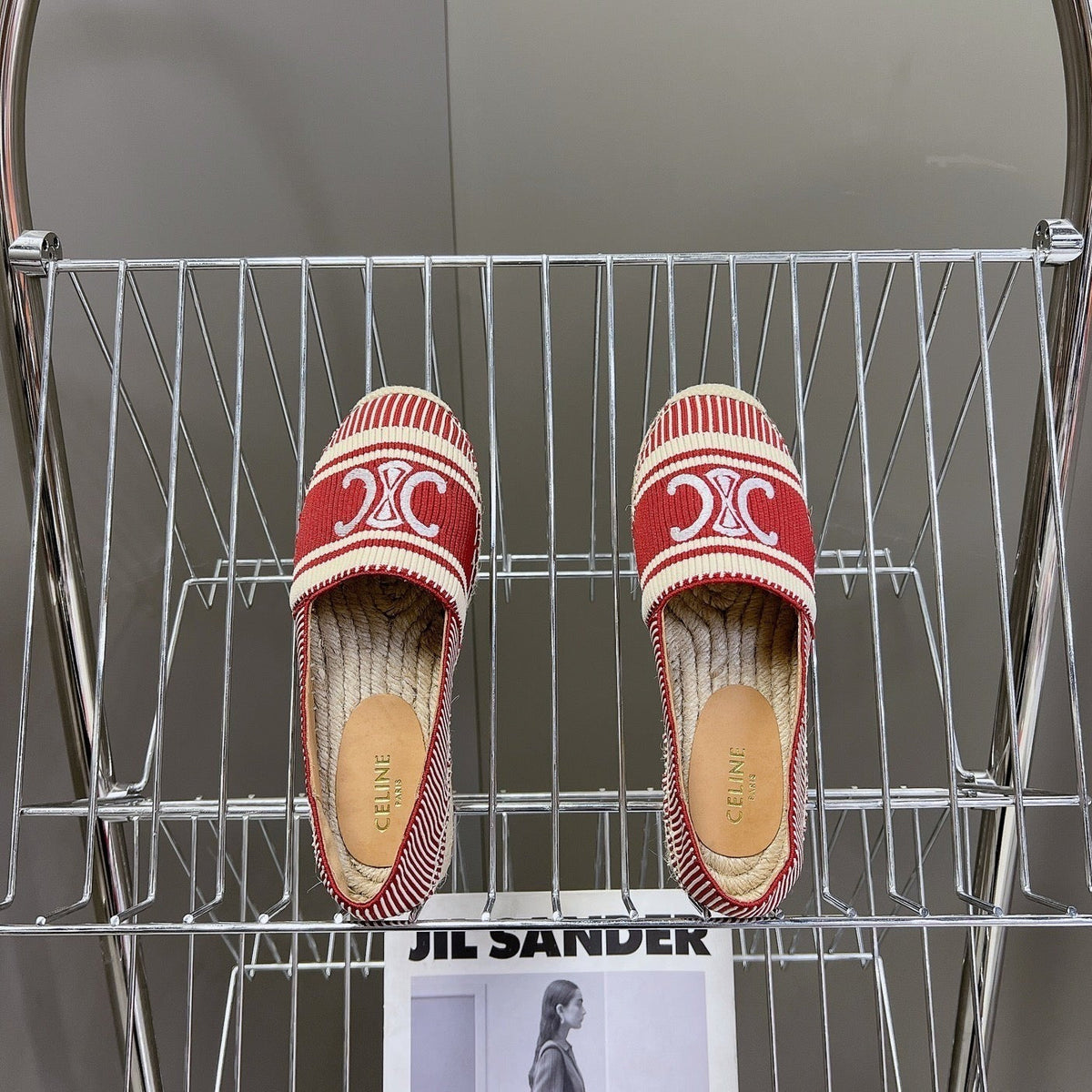 NEW FLAT FISHERMAN SHOES CARO RED COTTON CANVAS