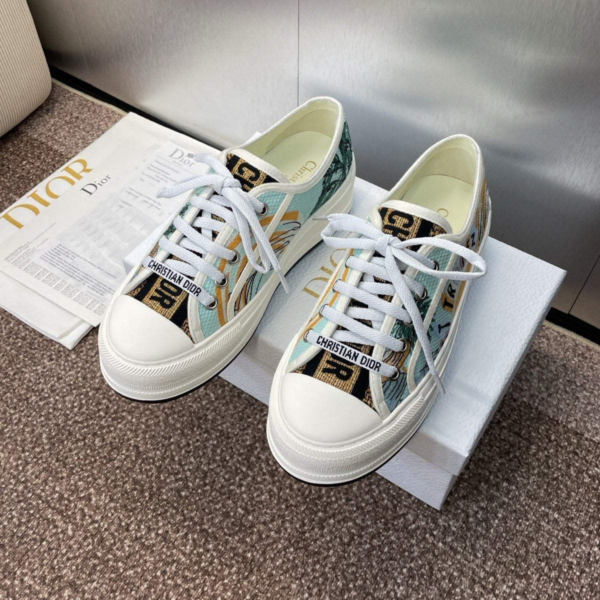 CD 25s Walk'n' Sneaker In Multicolor Dior Oblique Embroidered Cotton