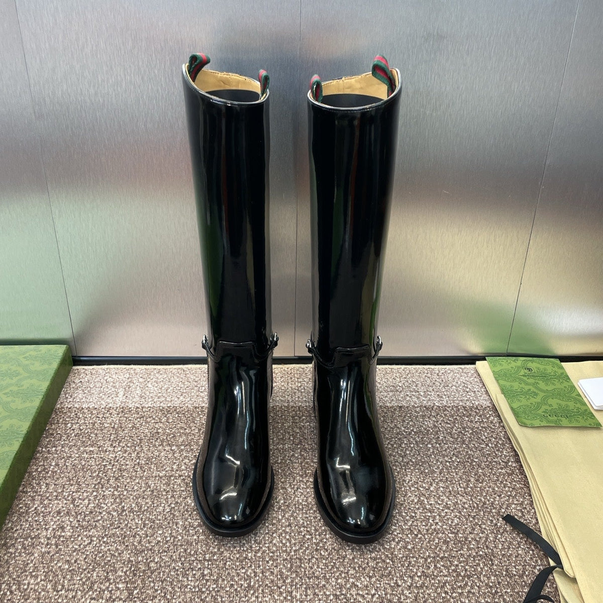 GG Women's Boot With Slim Horsebit 2.5cm  Black Shiny leather 508913