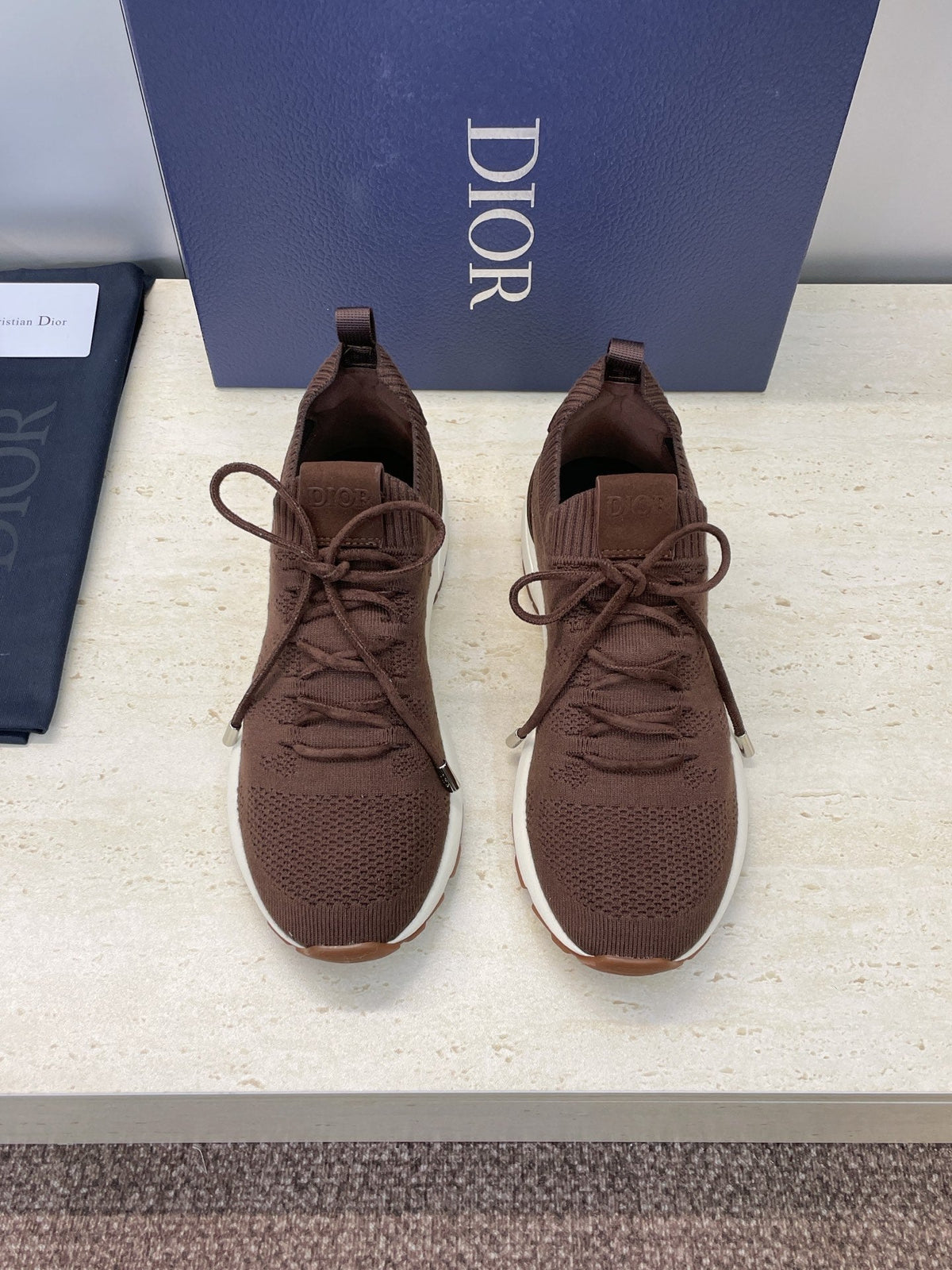 CD B80 Lounge Sneaker Brown Cannage Cashmere Wool 551440