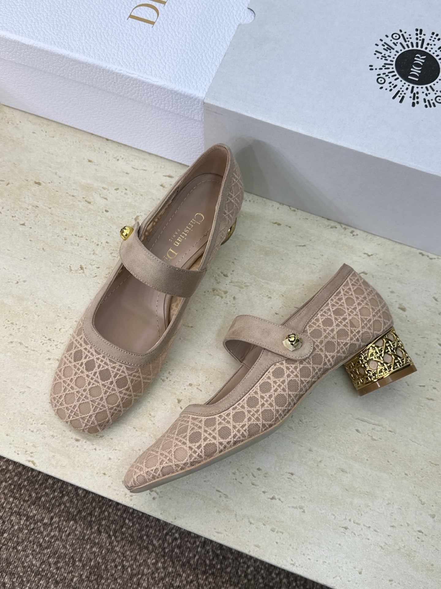 CD 26 Lolita High Heels 40 Beige Mesh Gold 633050