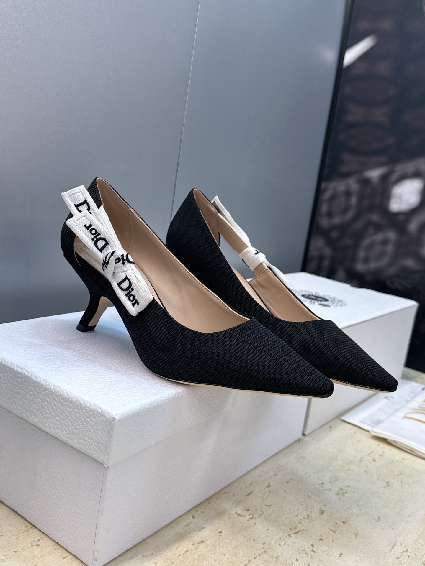 CD J'Adior Pump 6.5cm Black Technical Fabric 633065