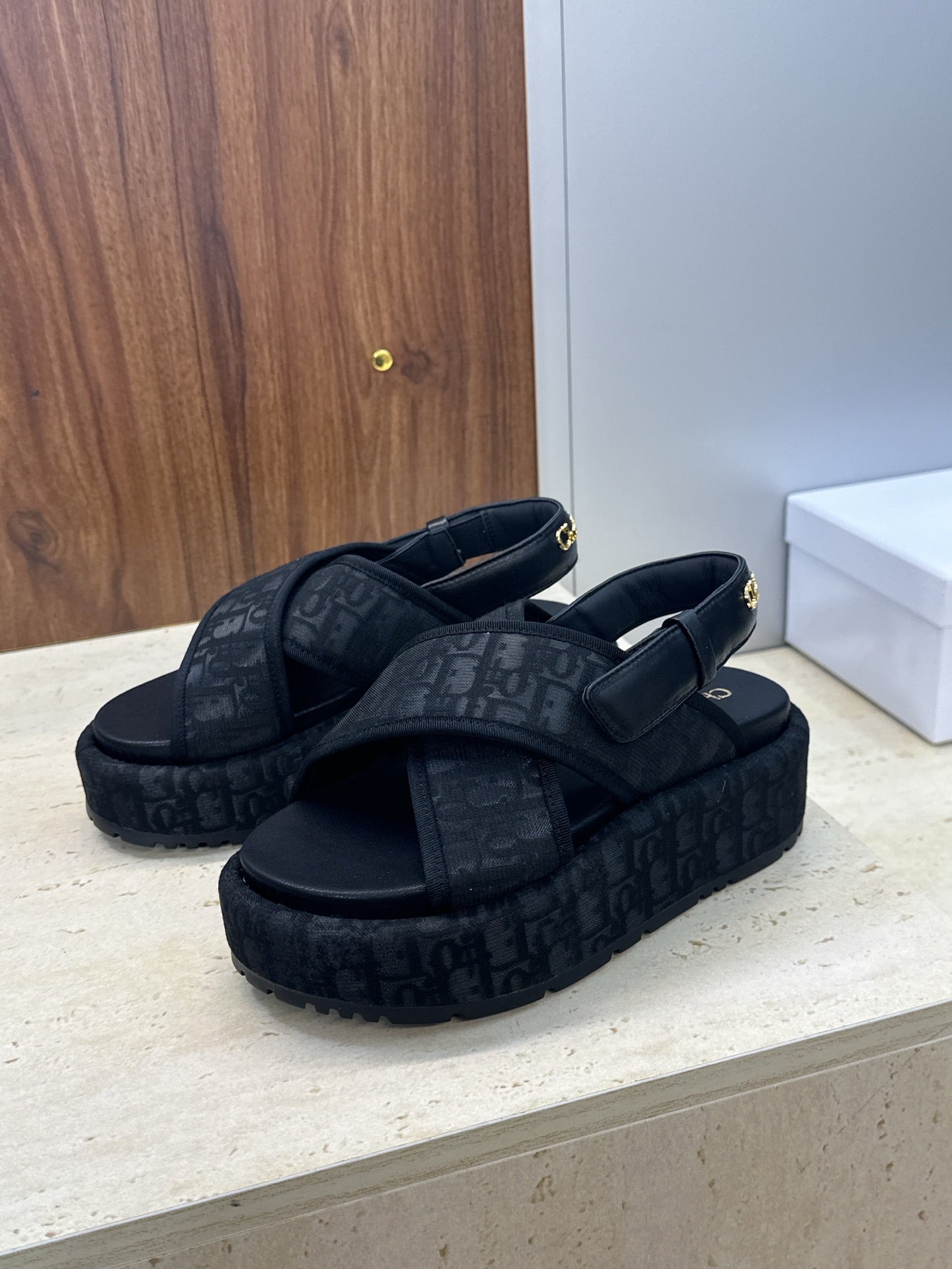 CD Baby Sandal Dark Blue Fabric Leather 633079