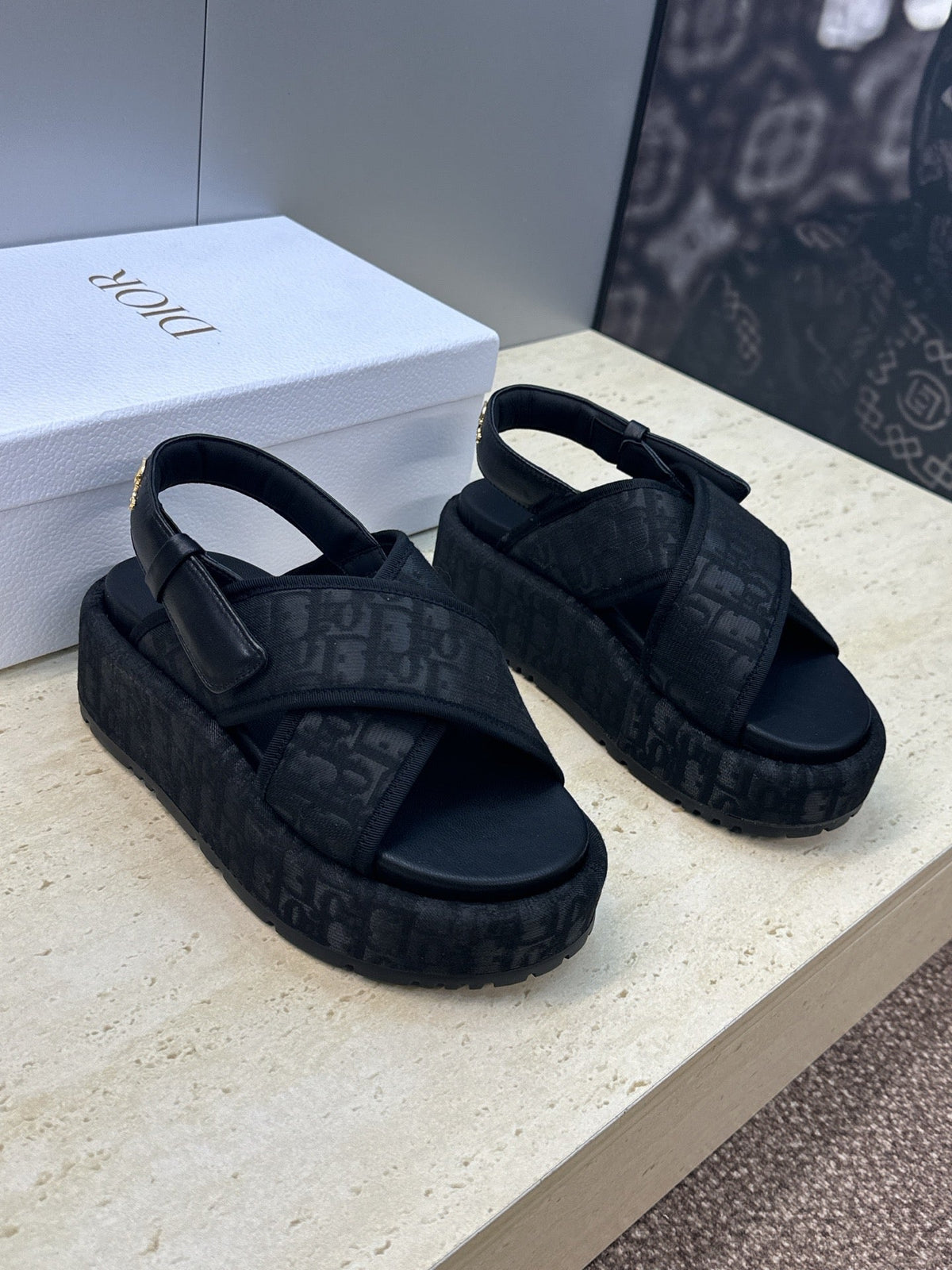 CD Baby Sandal Dark Blue Fabric Leather 633079