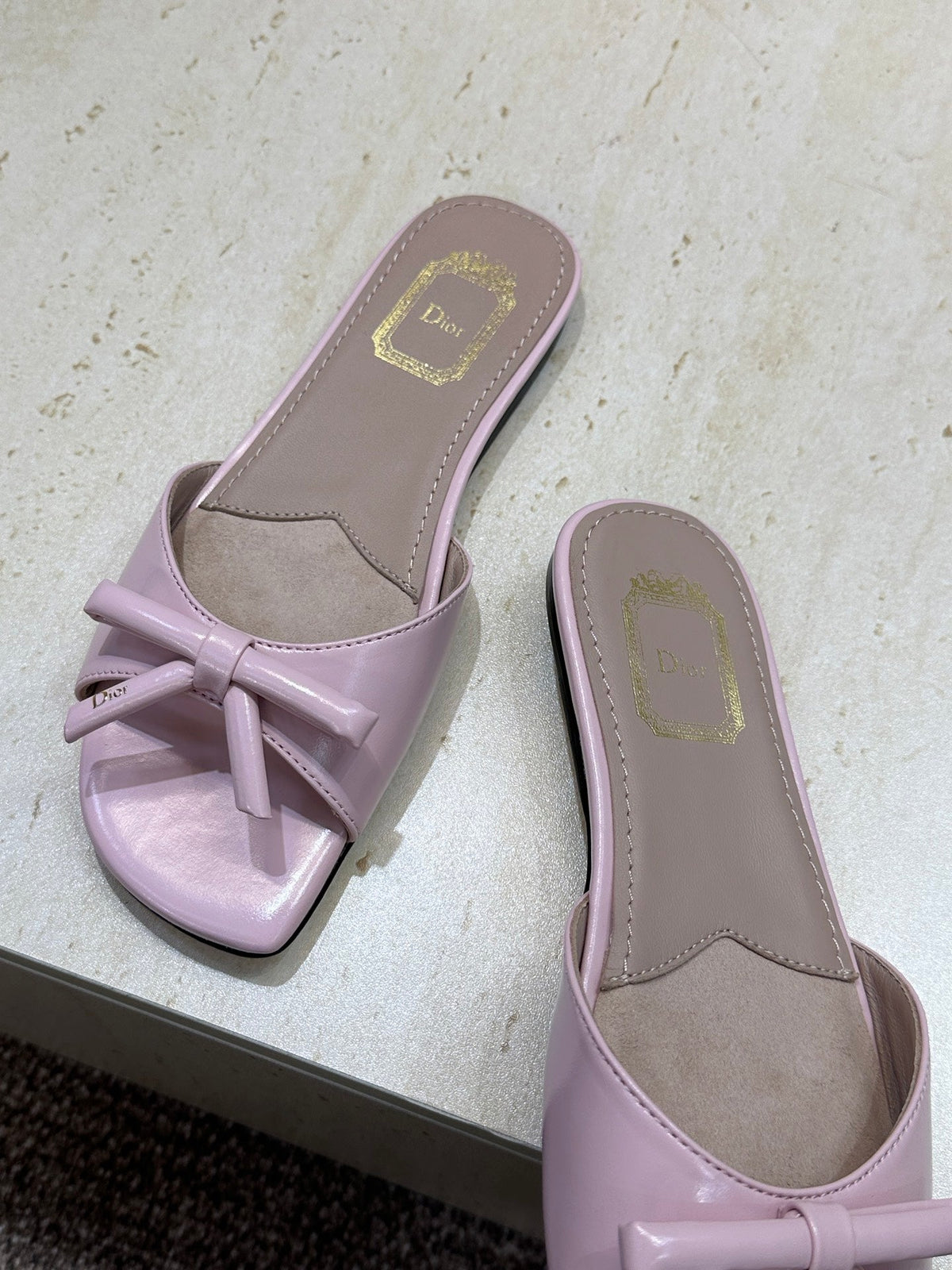CD Dior Bow Slides Pink Leather 884660