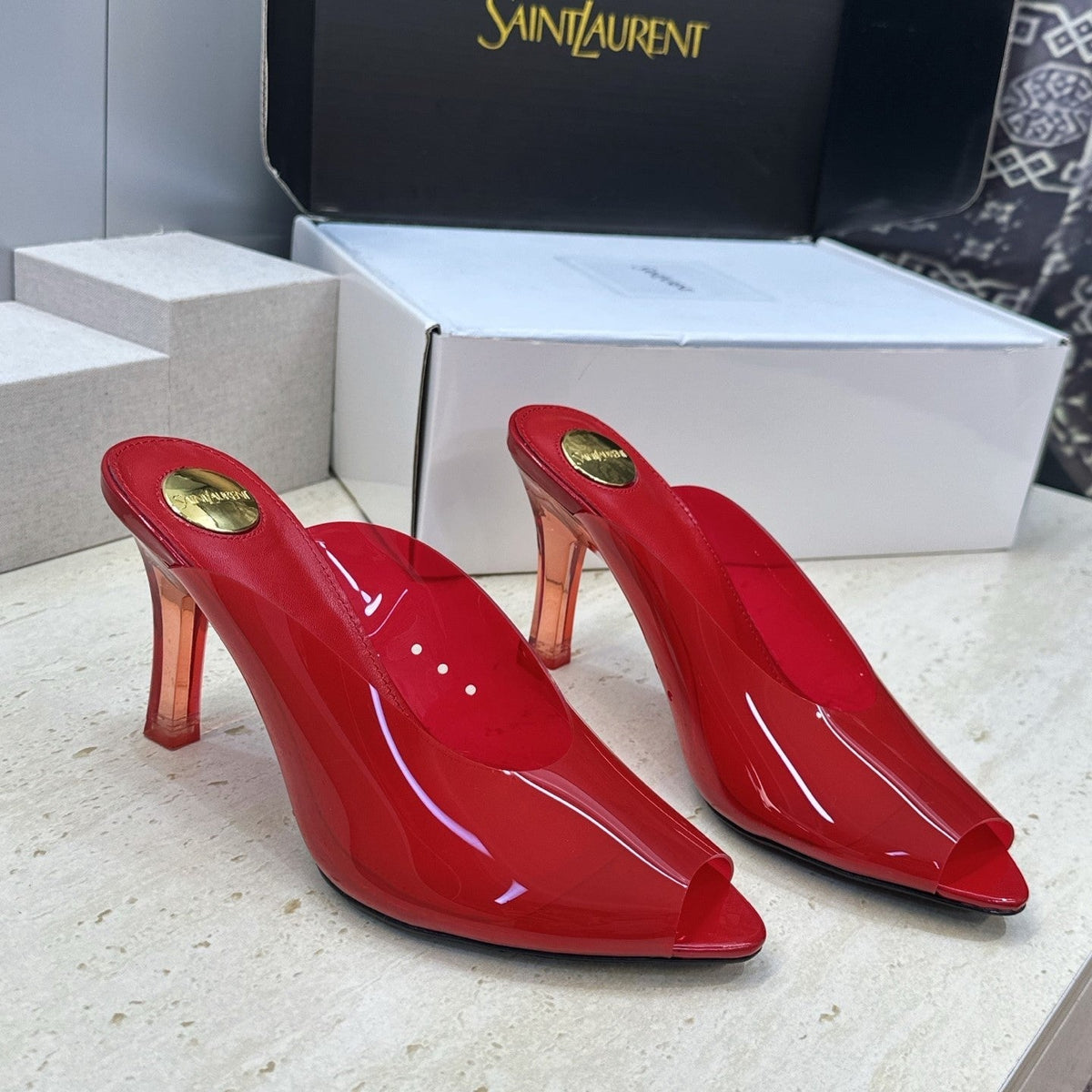 YSL Sabrina Mules 8.5cm Red TPU 959687