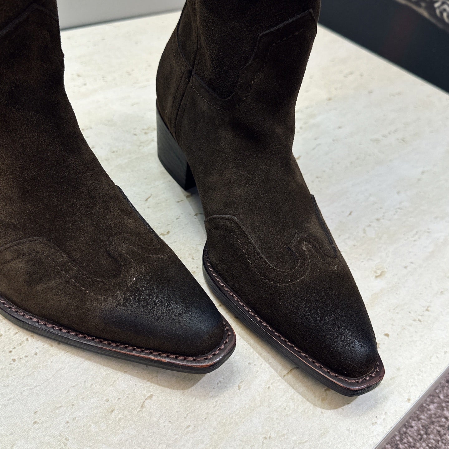 Celine 26s Mid-Calf Boots 4.5cm Brown Suede 959448