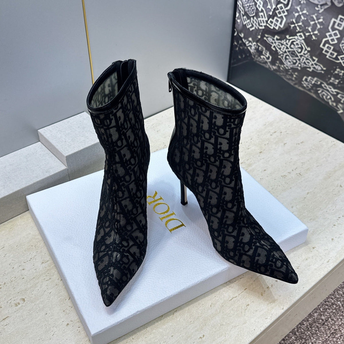 CD 26s Ardiorble Ankle Boots Black Mesh Leather 959599