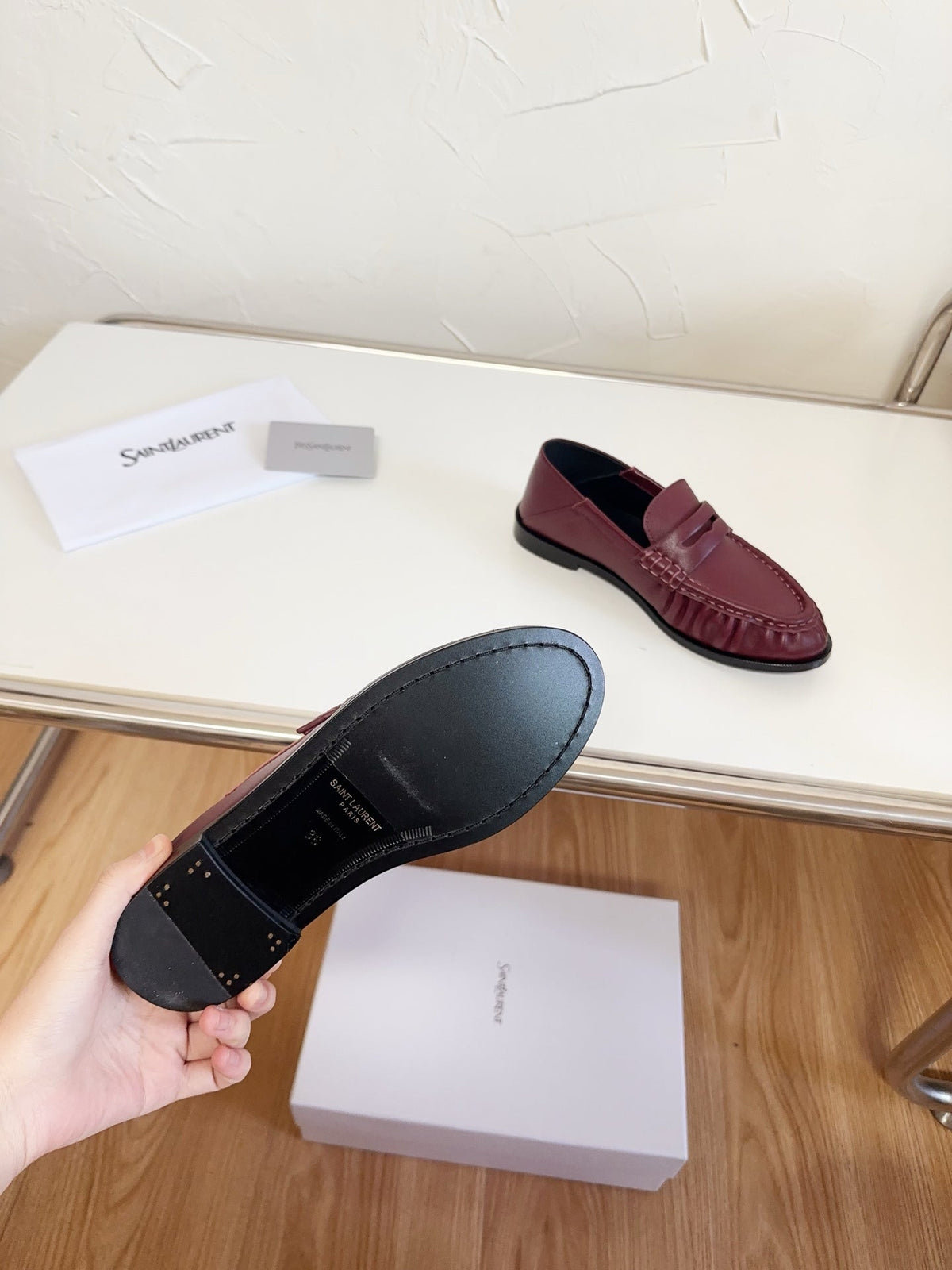 YSL Le Loafer Supple Dark Burgundy Smooth Leather