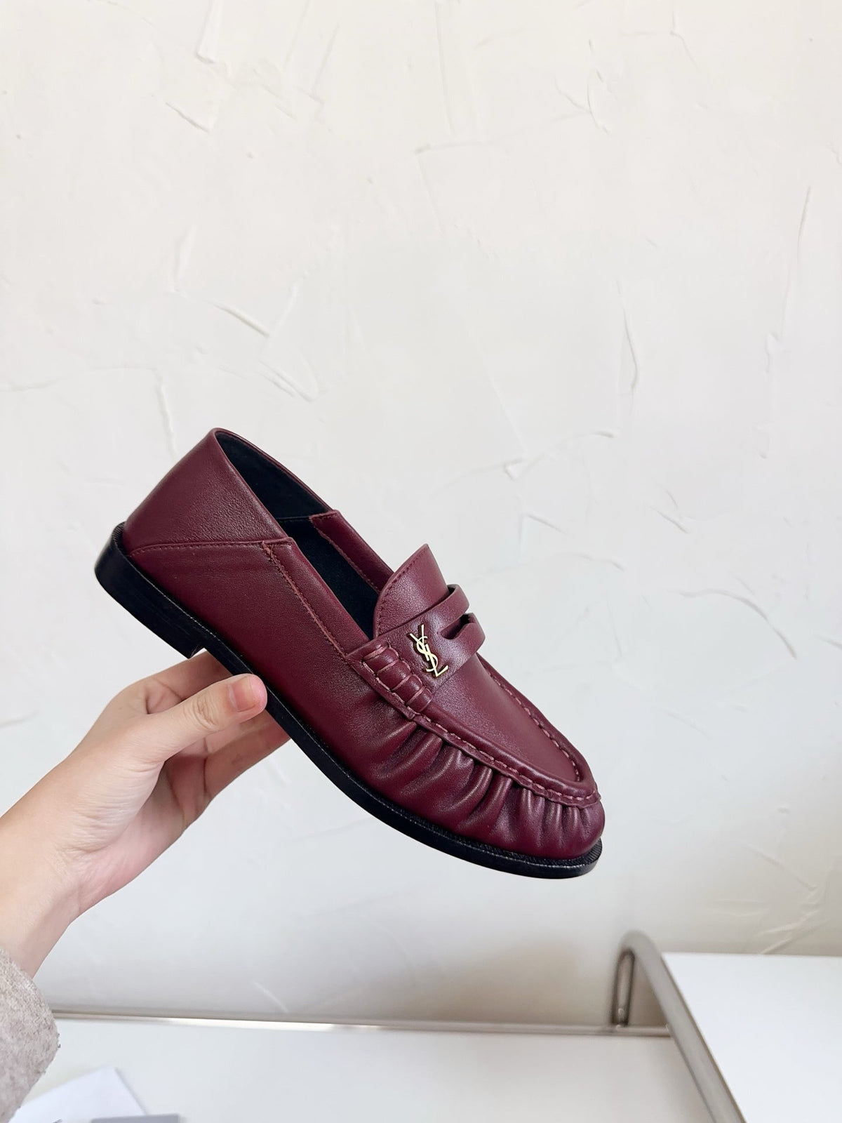 YSL Le Loafer Supple Dark Burgundy Smooth Leather