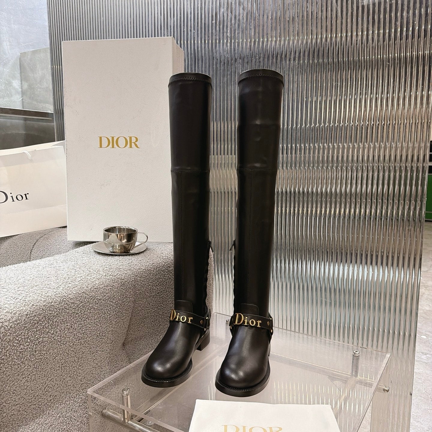 CD 26s Bolt Over-The-Knee Boot Black Calfskin 924099