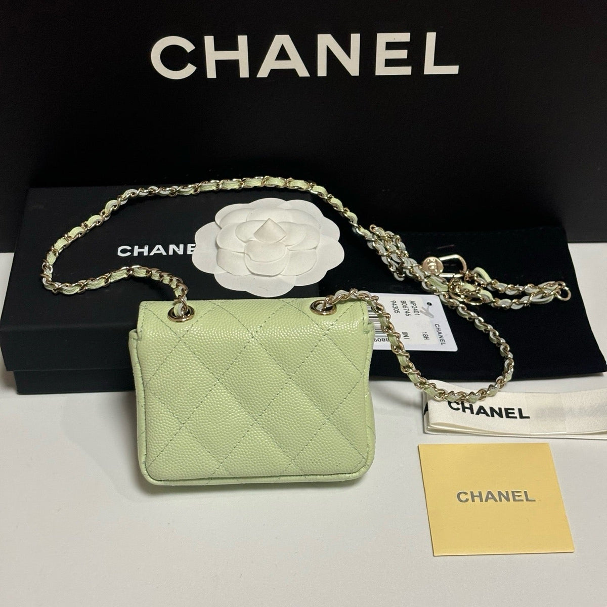 CC 26s Waist Belt Bag Chain Mint Green Caviar 212339