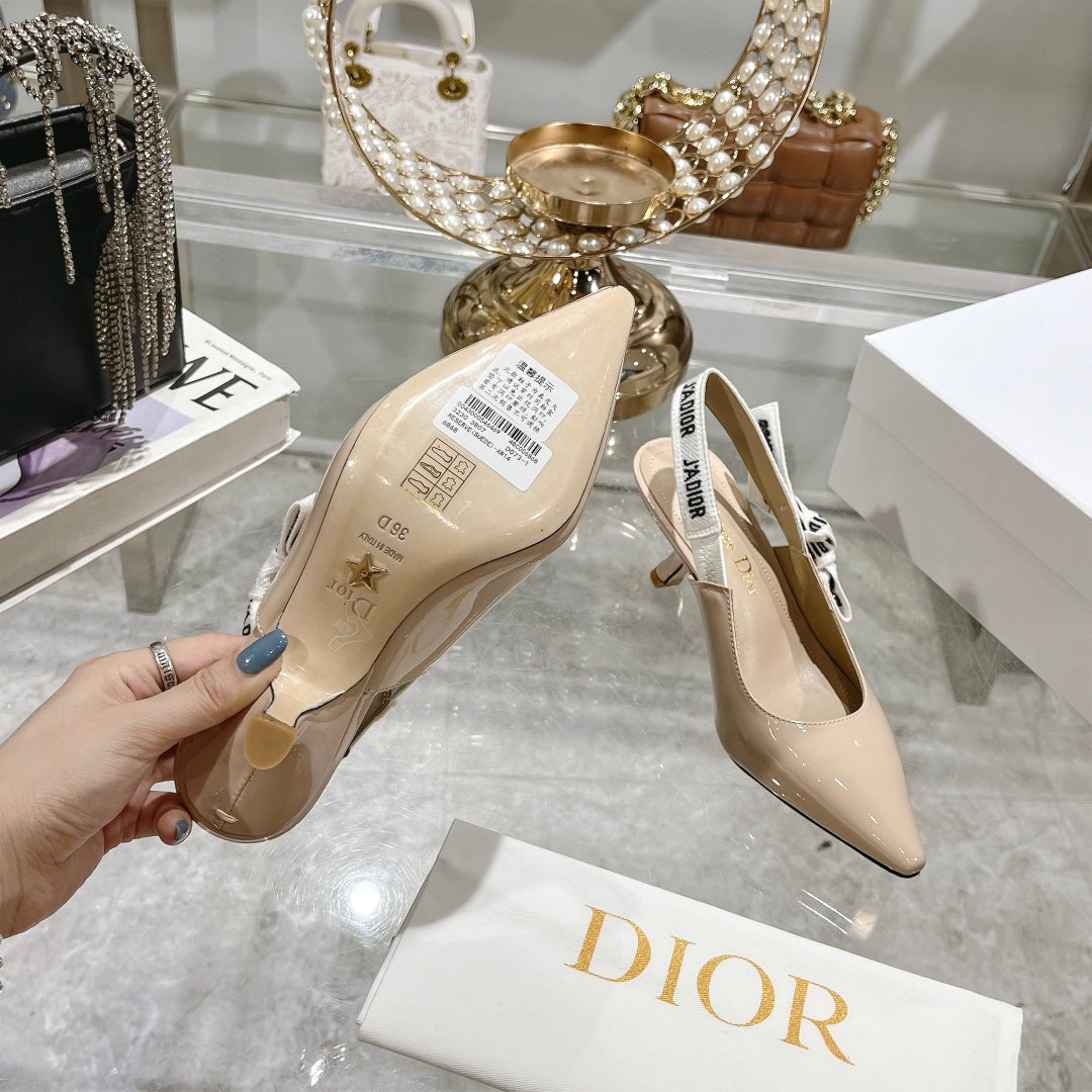 JAdior Slingback 65 Beige Patent Calfskin