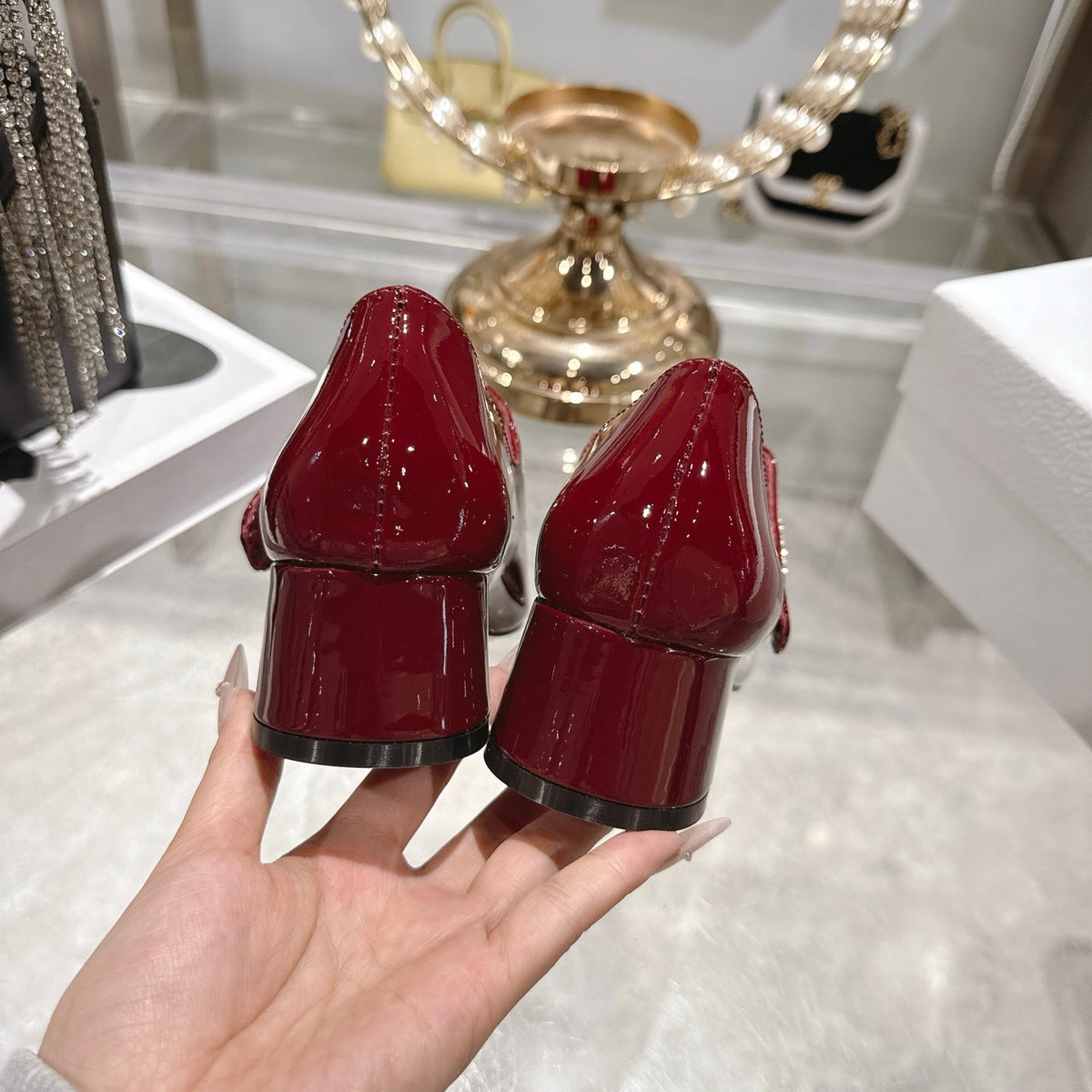 CD 26 Lolita High Heels 40 Dark Red Patent Leather 592208