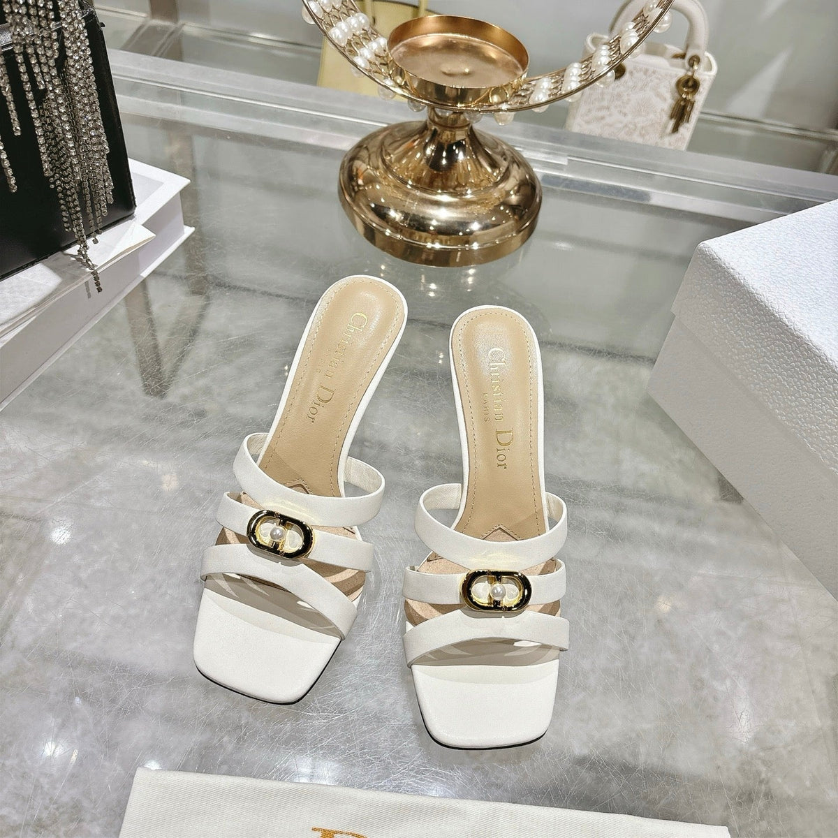 CD 26 High-Heeled Sandals 75mm Leather 592256