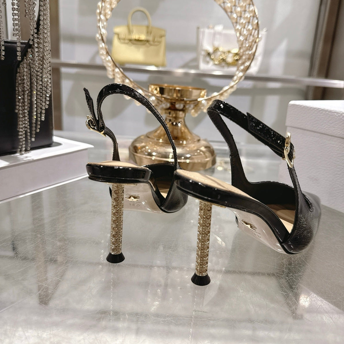 CD 26 Slingback 80 Black Beige Patent Leather 679853