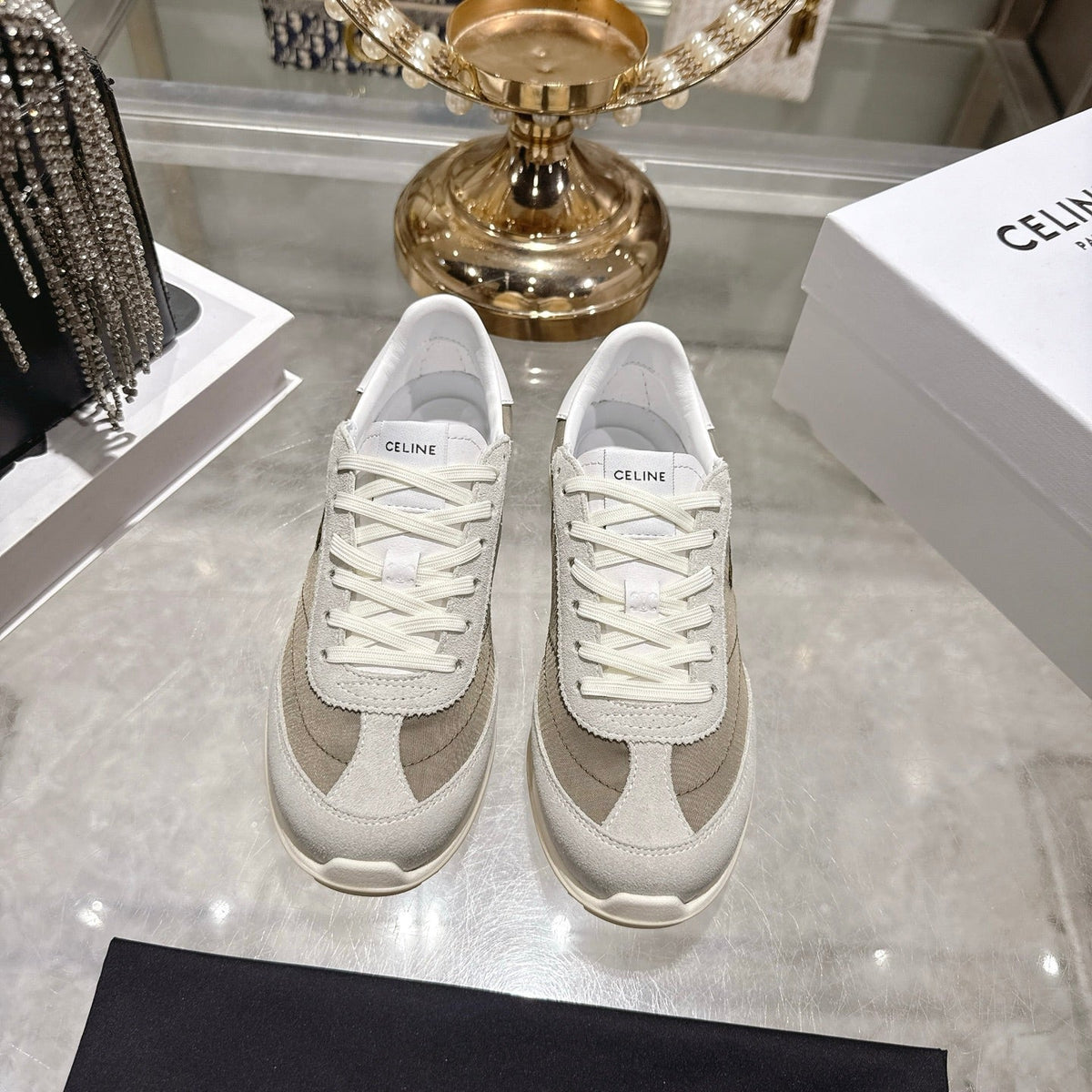 Celine Racer Sneaker Grey Suede Lace 679824