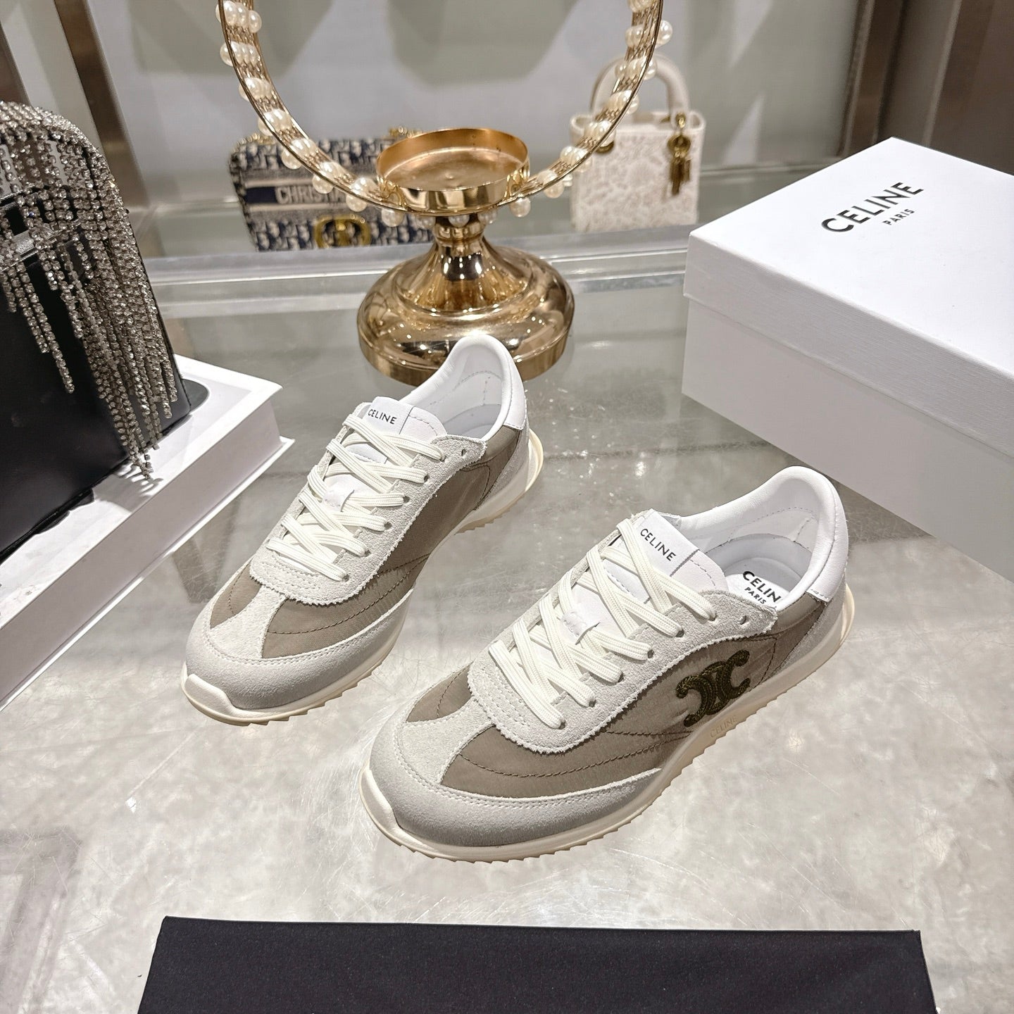 Celine Racer Sneaker Grey Suede Lace 679824