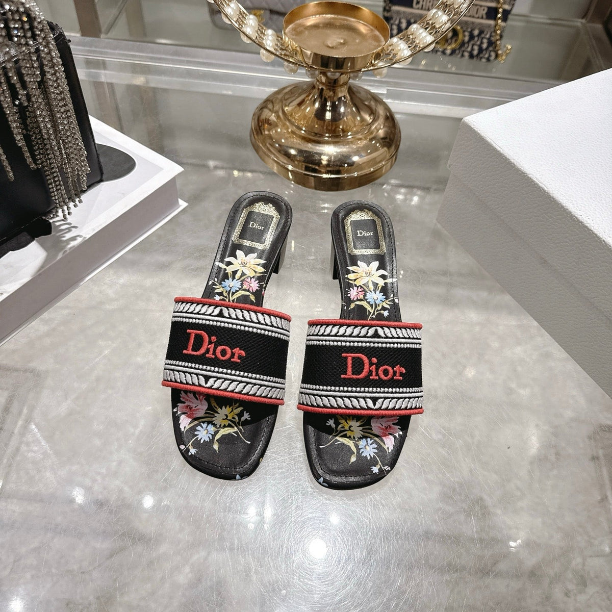 CD 26s Dway Slide 4.5cm Black Colorful Cotton 679874