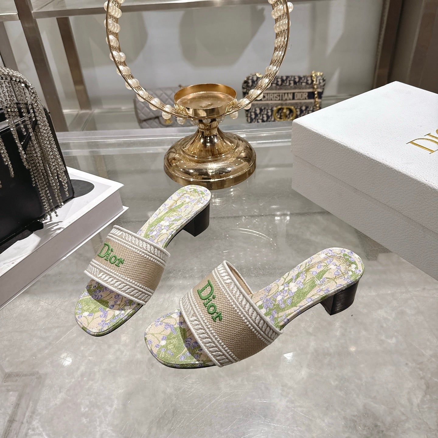 CD 26s Dway Slide 4.5cm Beige Colorful Cotton 679875