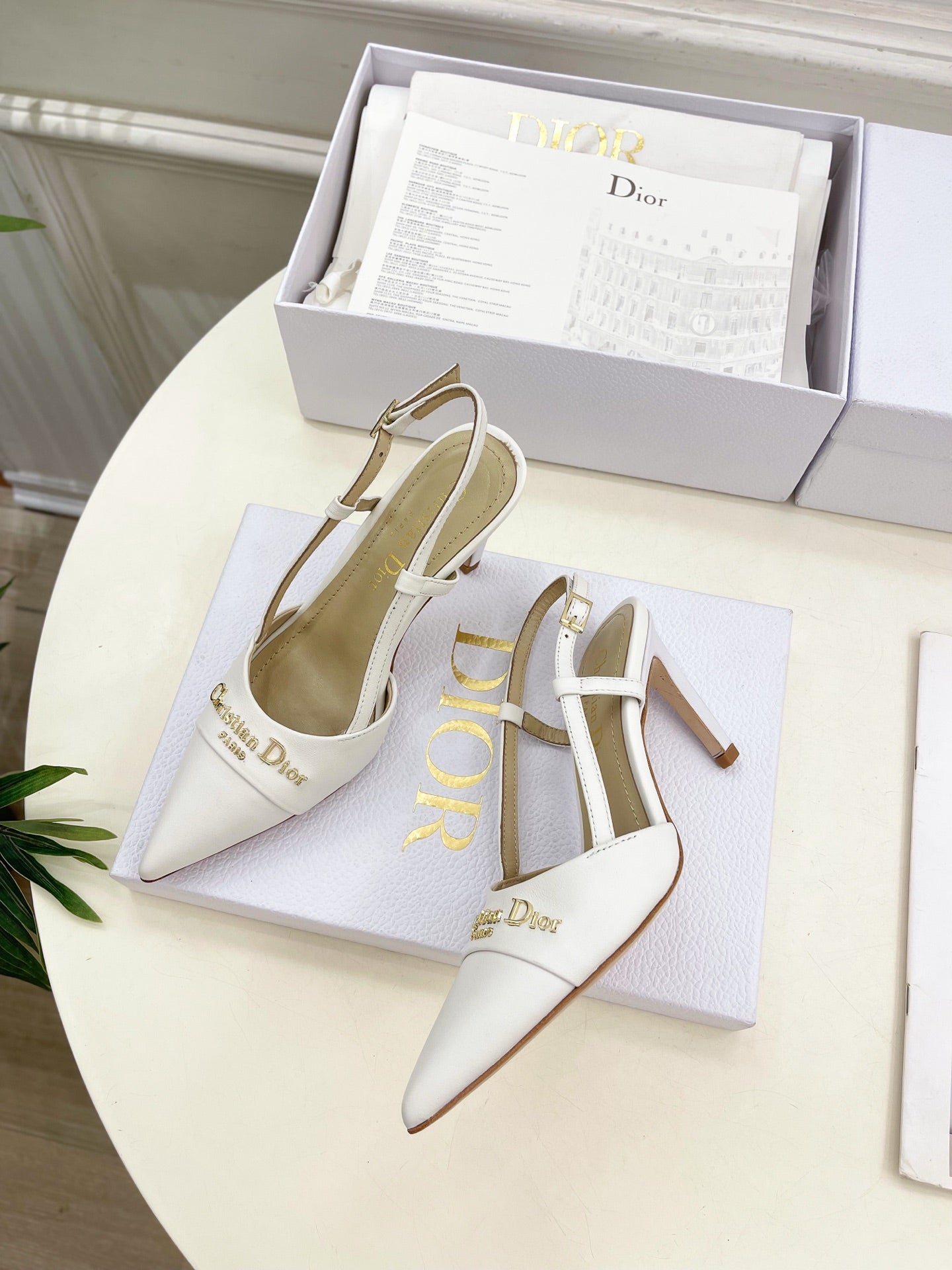 CD 25 Slingback Heel White Calfskin 307432