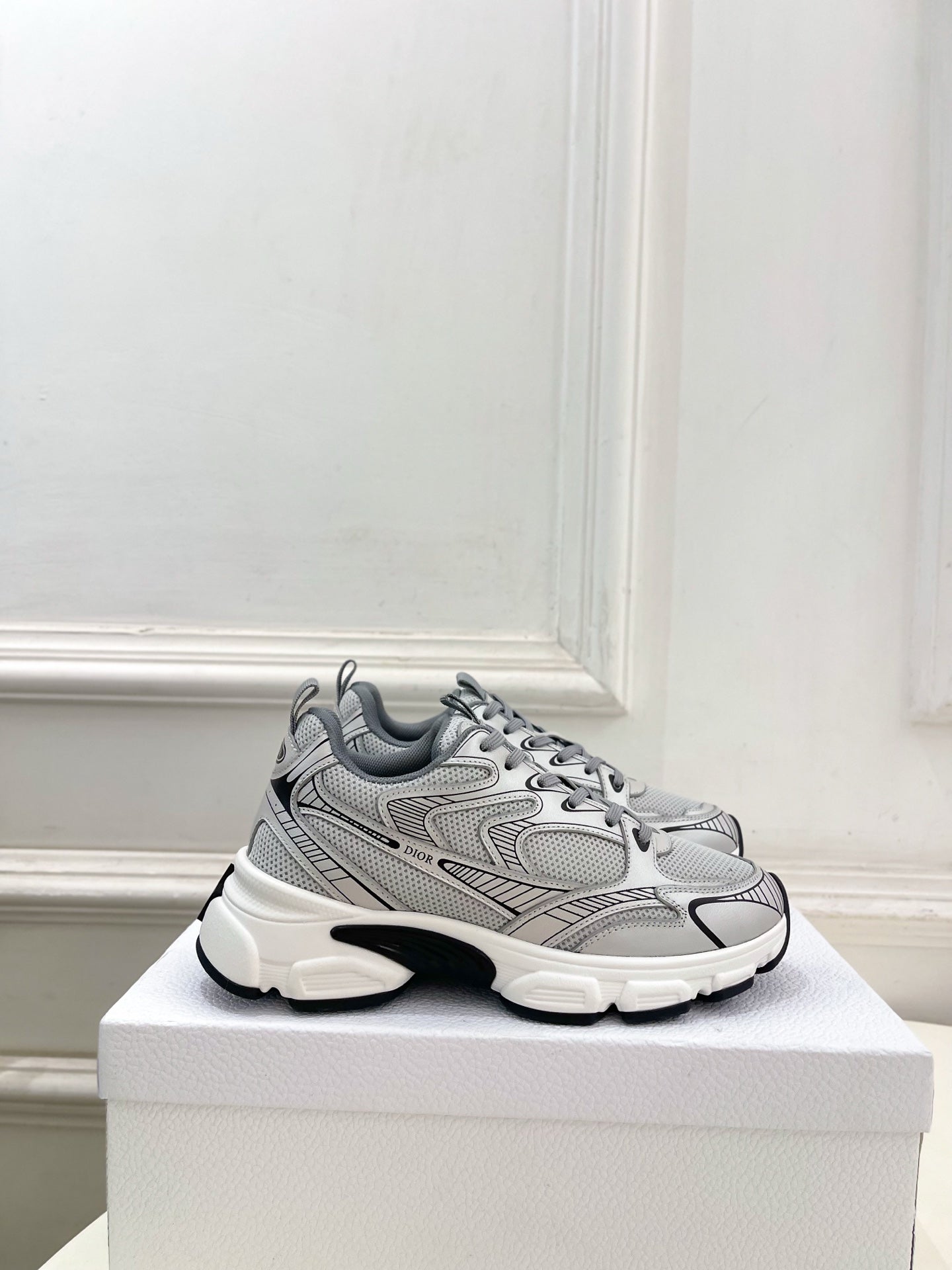 CD SS26 B30 Sneakers Silver Grey Cowhide Mesh 631930