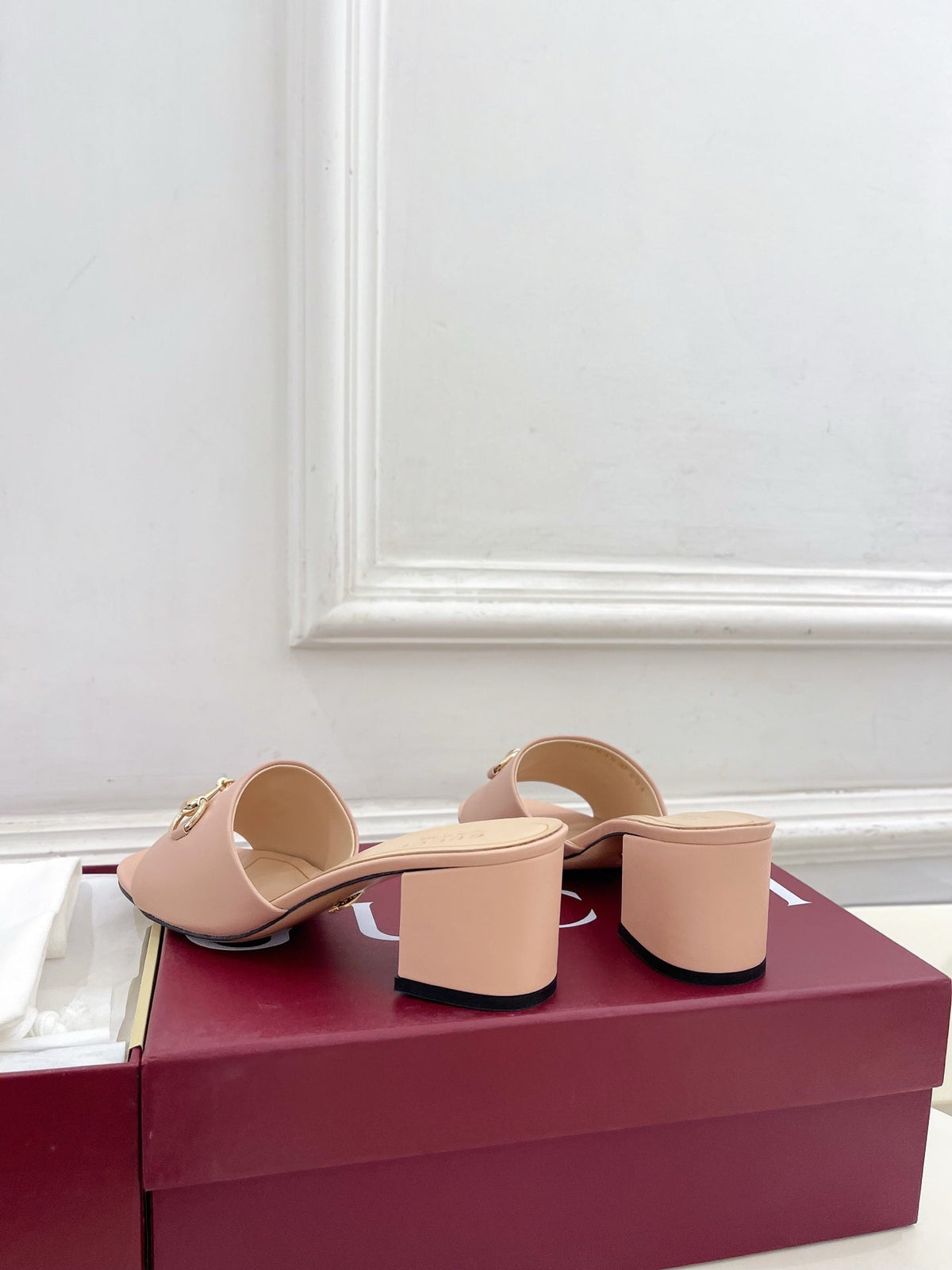 GG 26s Slide Sandal 5.5cm With Horsebit Light Pink Leather 640294