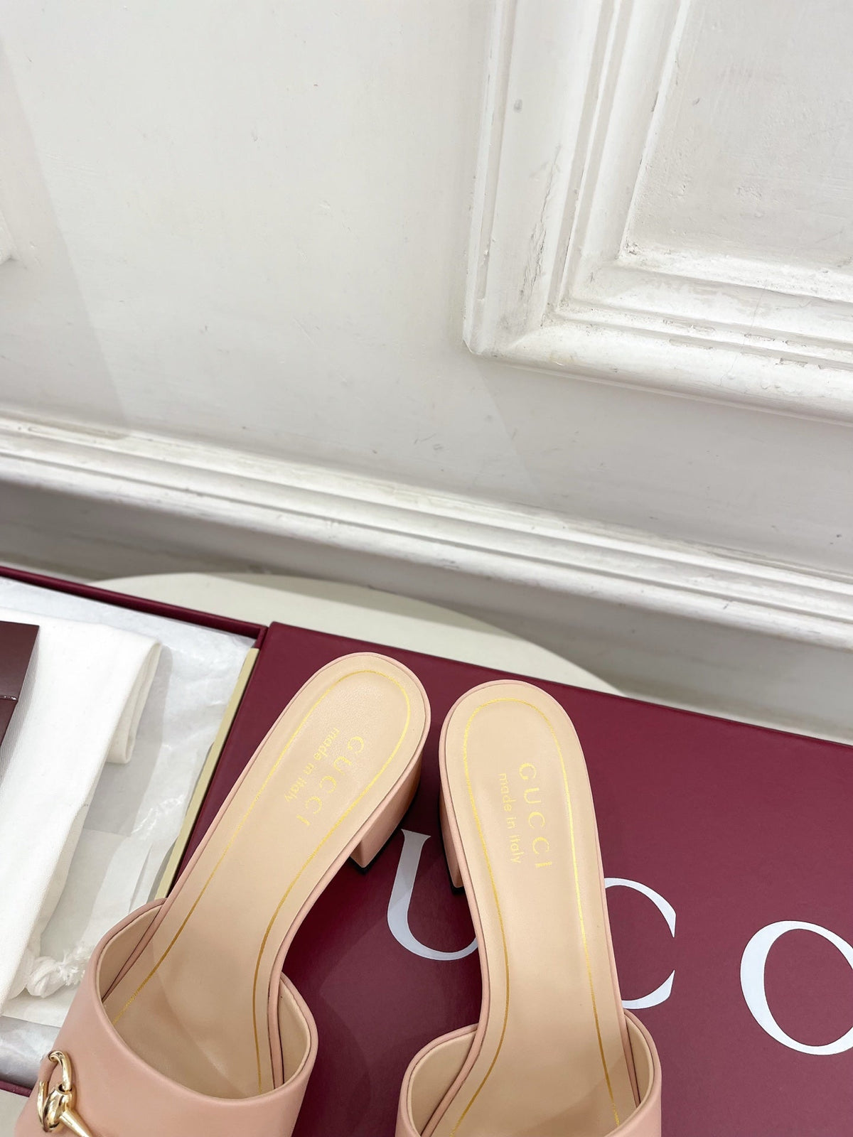 GG 26s Slide Sandal 5.5cm With Horsebit Light Pink Leather 640294