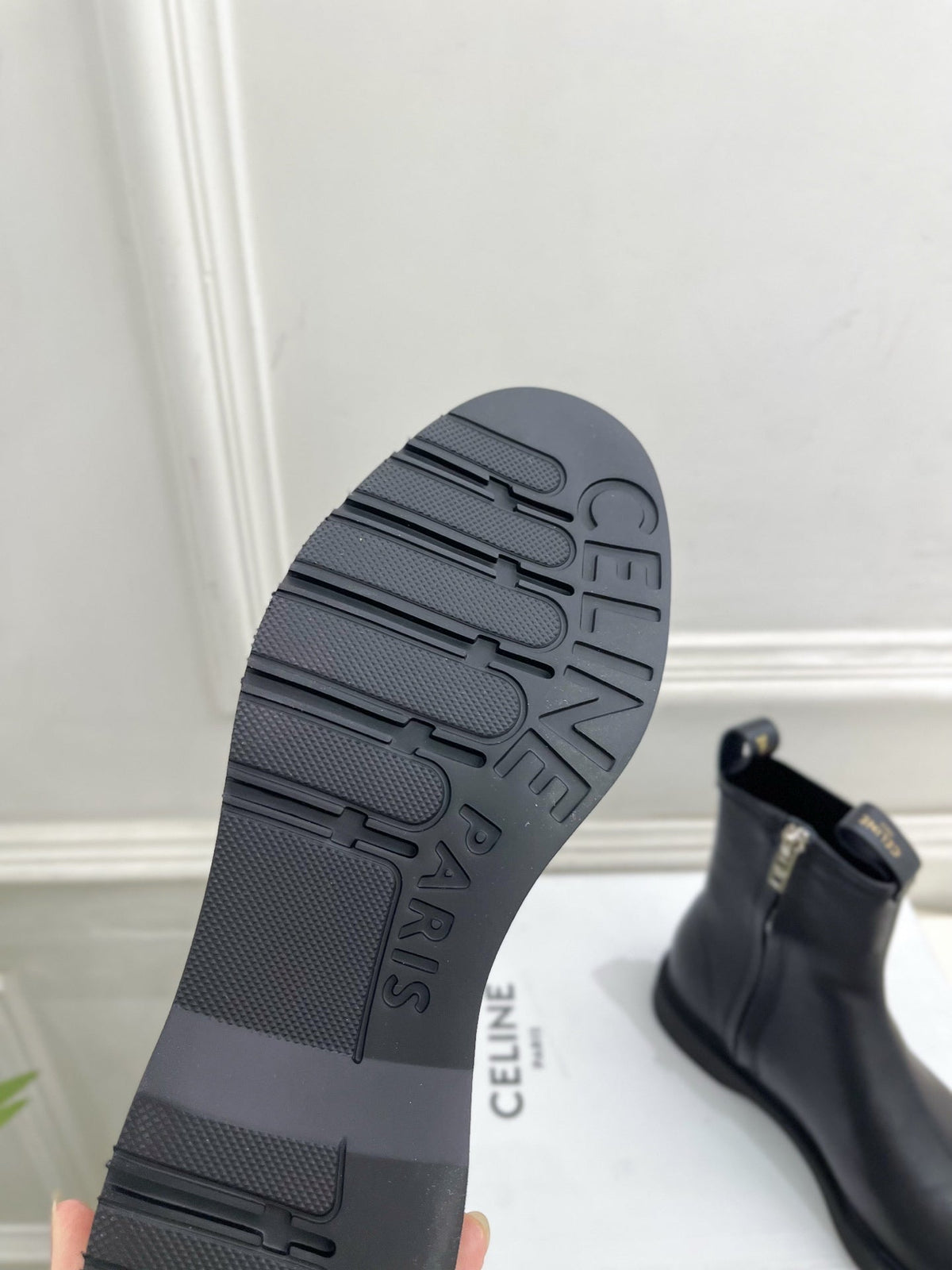 Celine 26s Flow Zipped Ankle Boots Black Leather 947593