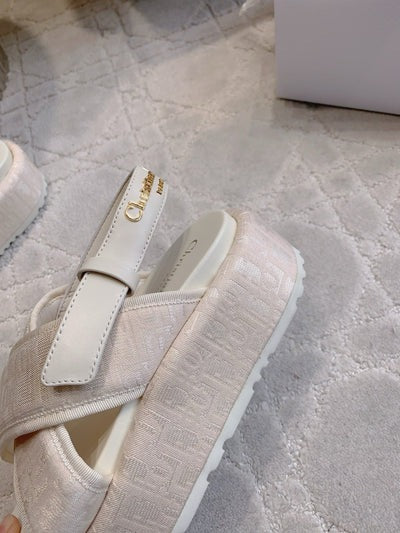 CD 26s Platform Sandals 65 Light Pink Canvas Lambskin 644287