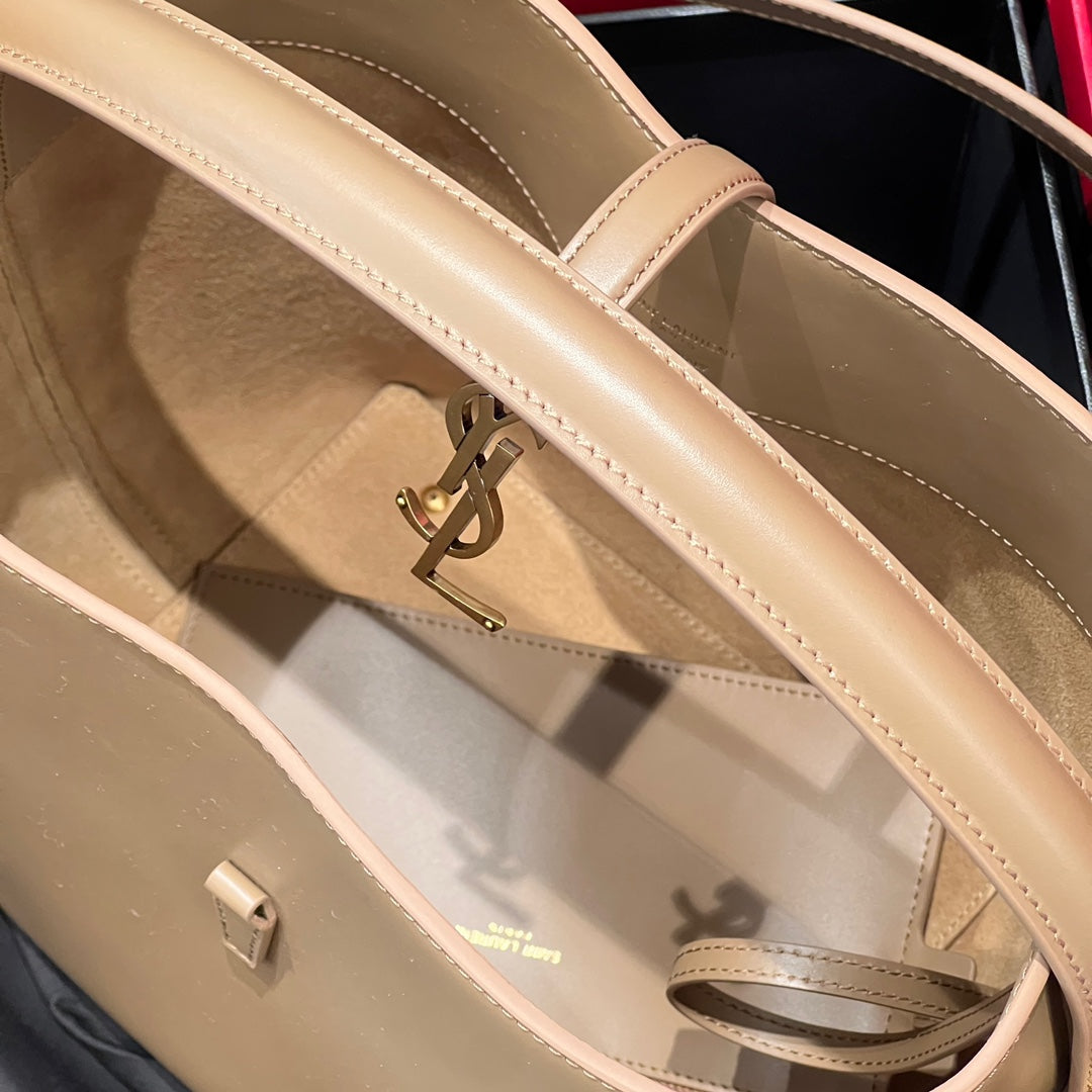 YSL Bucket Bag 20 Beige Calfskin Leather