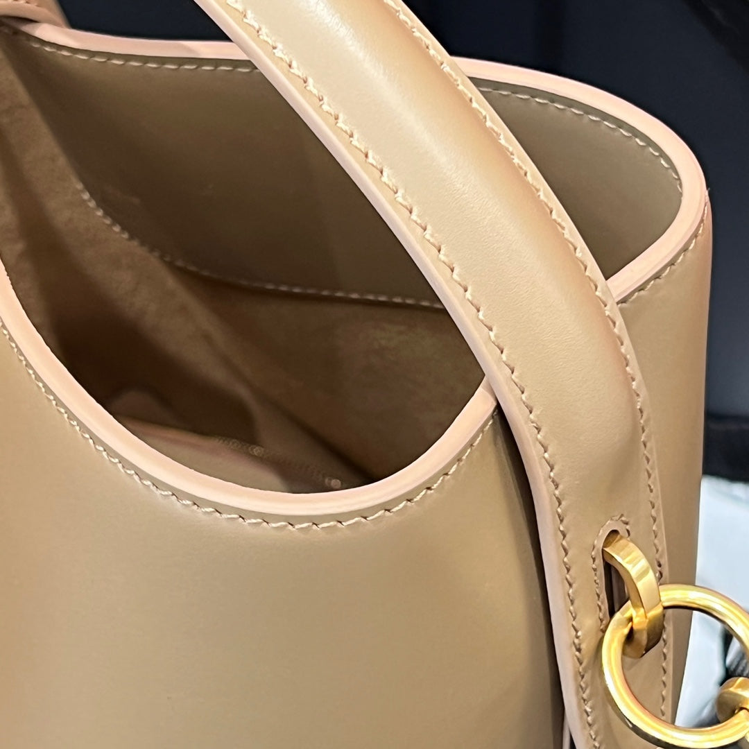 YSL Bucket Bag 20 Beige Calfskin Leather