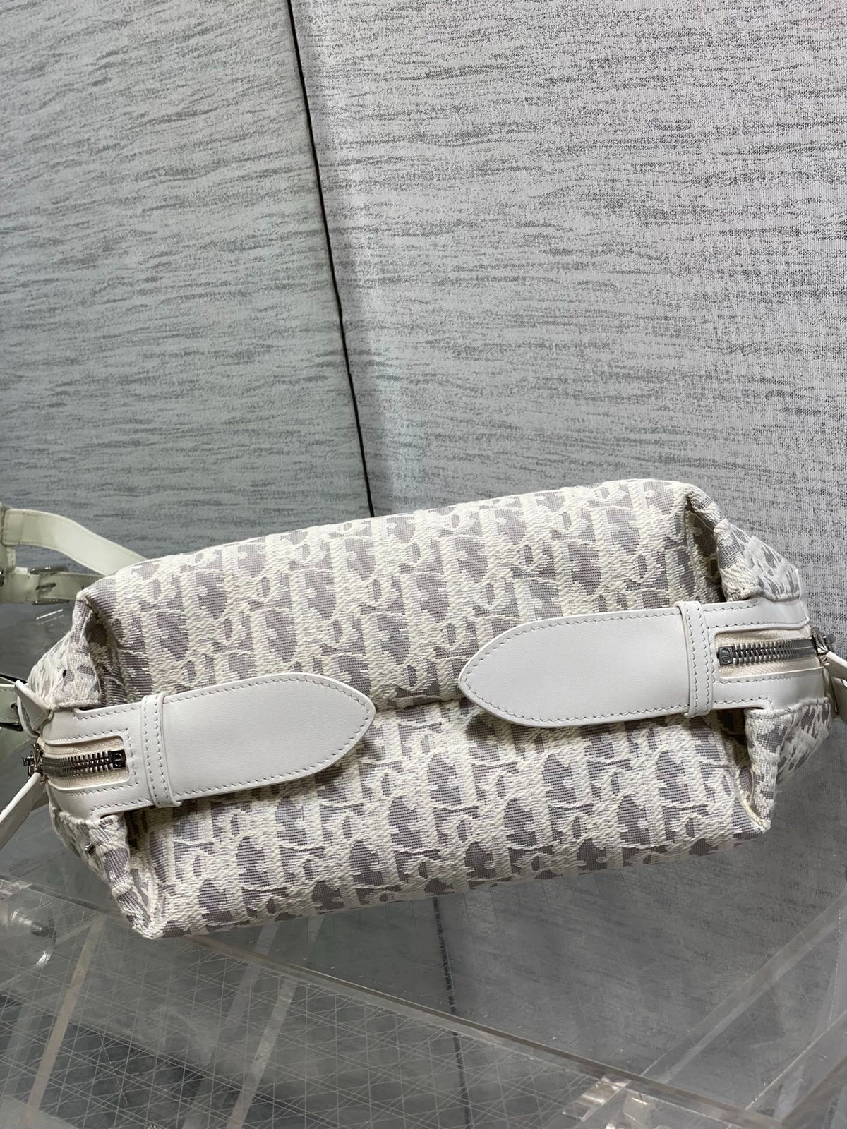 CD 2026 D-Journey Bag 25.5cm White Grey Cotton Calfskin 289150