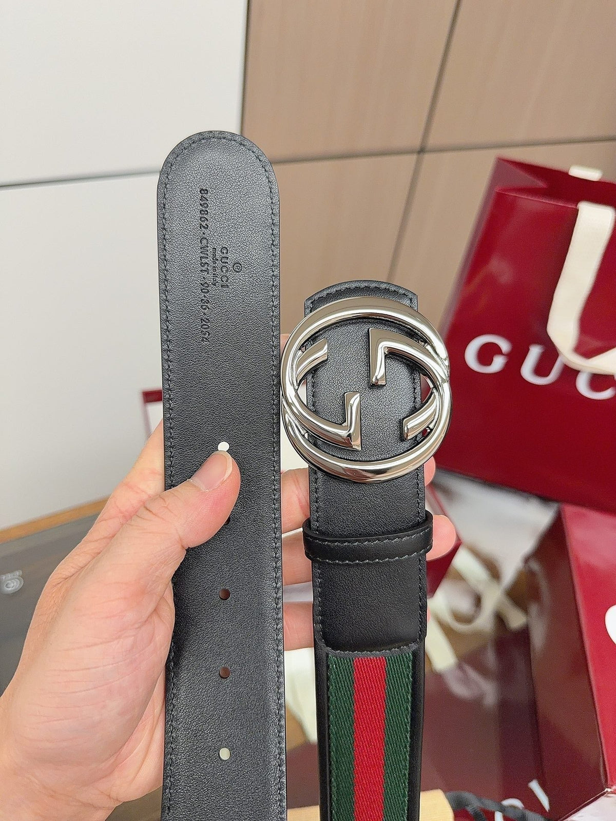 Gucci 2026 GG Buckle Web Belt 40mm Canvas Leather 215509