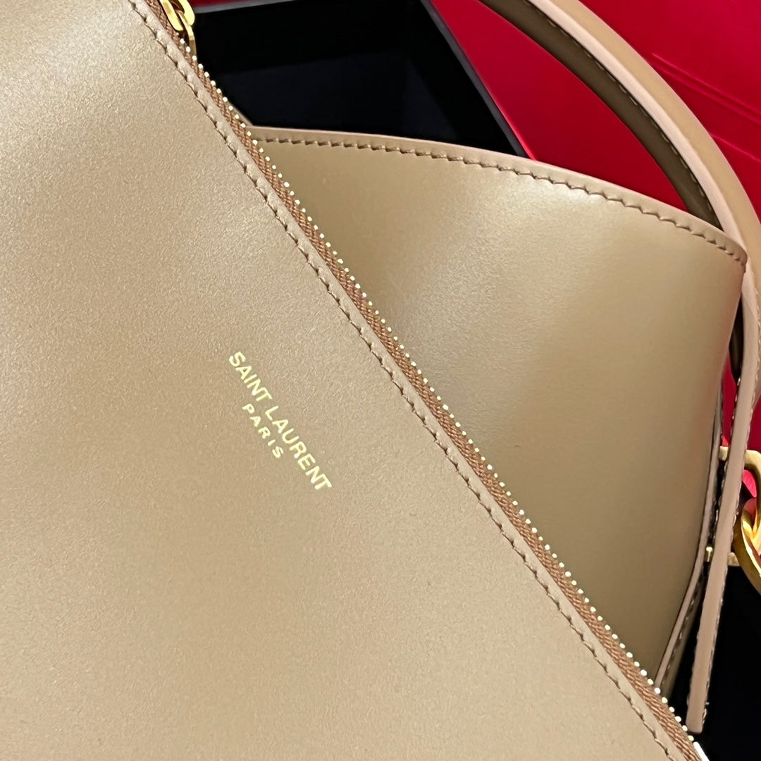 YSL Bucket Bag 20 Beige Calfskin Leather