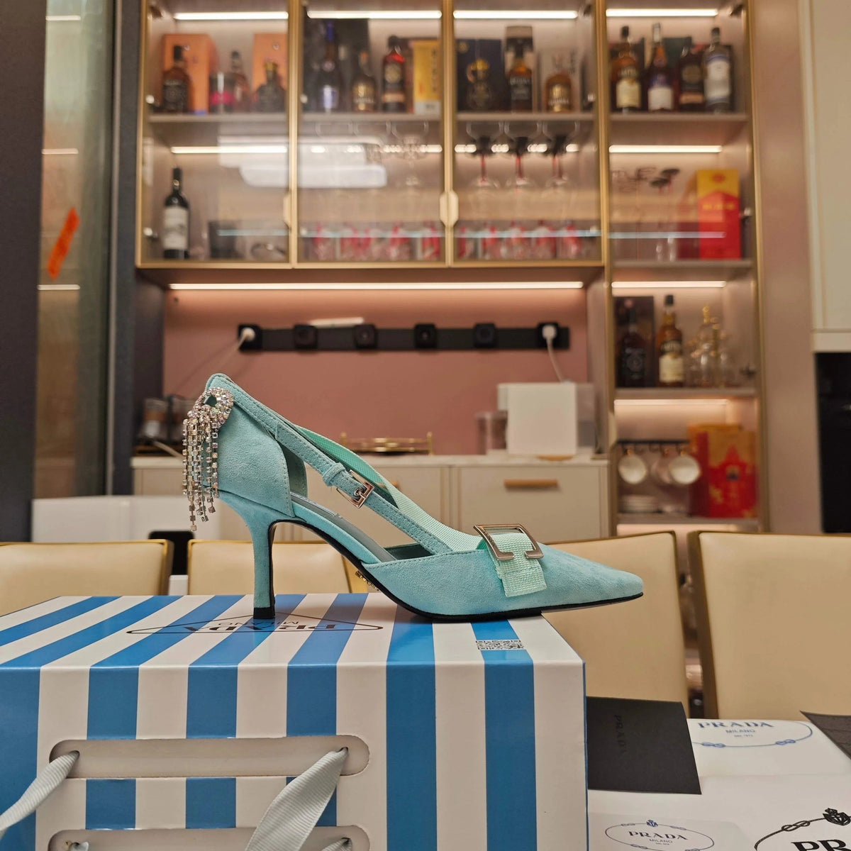 PRA 26S High Heel Pump 70 Baby Blue Suede 630565