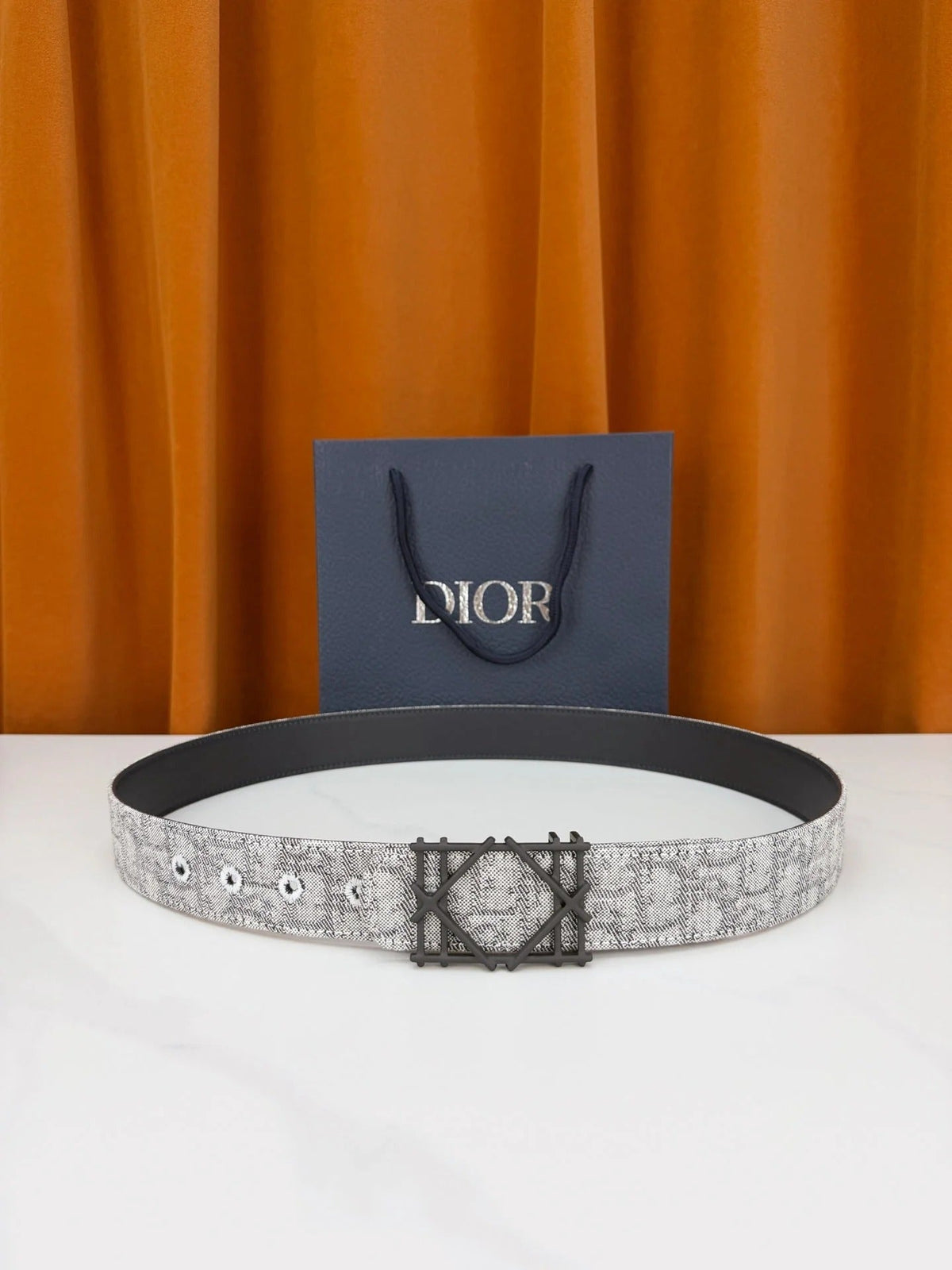 Dior 2026 Oblique Jacquard Cosmo Buckle Belt 35mm Canvas