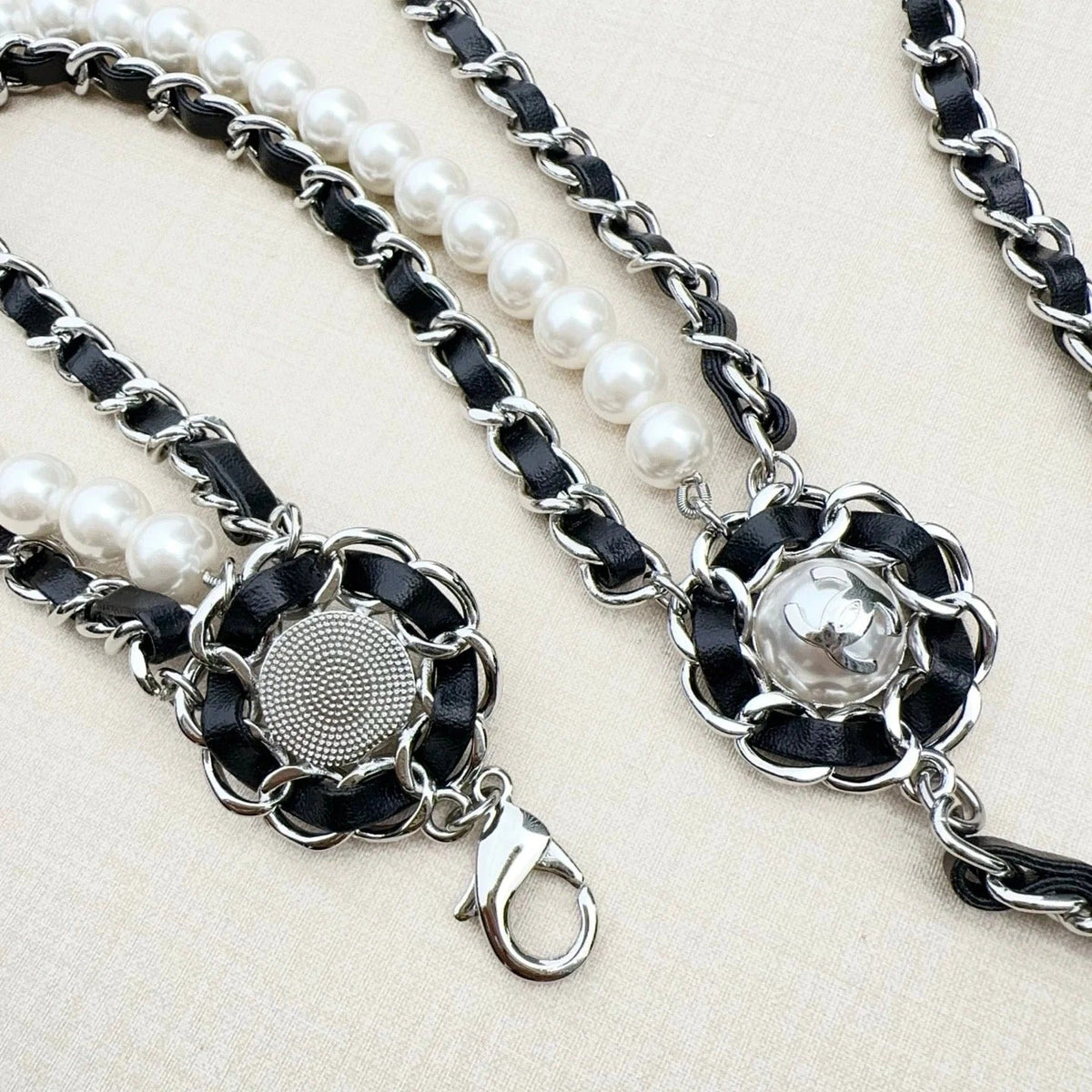 Chanel 2026 Interlaced Chain Pearl Layered Belt