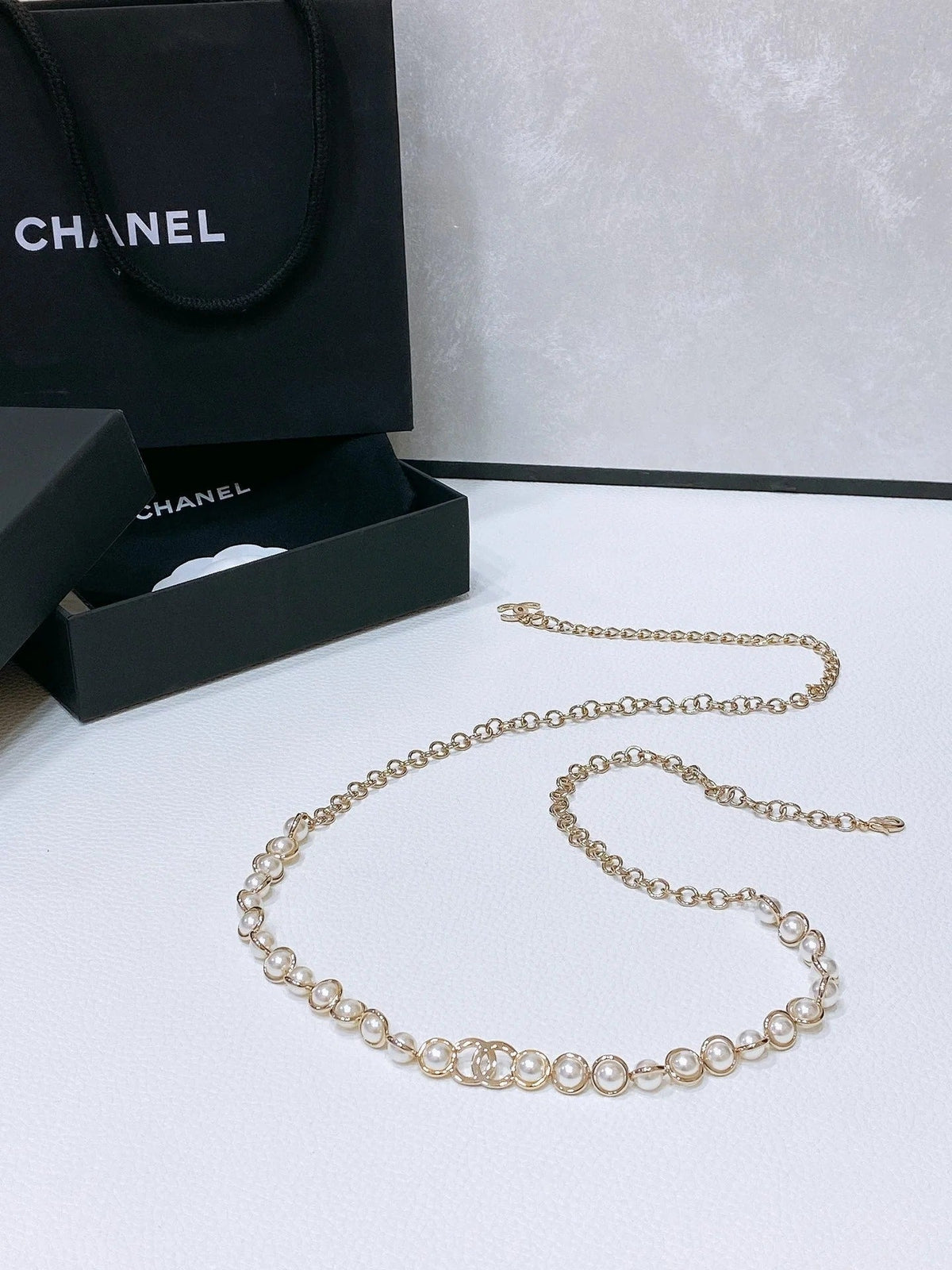 Chanel 2026 Pearl Accent Chain Belt Gold