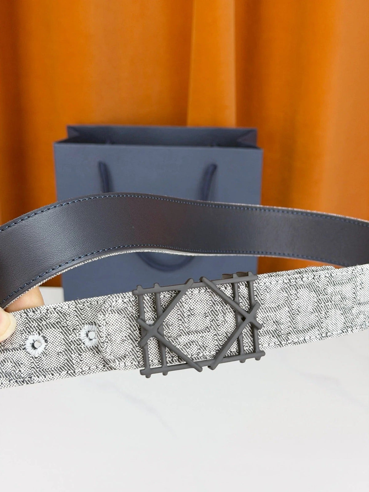 Dior 2026 Oblique Jacquard Cosmo Buckle Belt 35mm Canvas