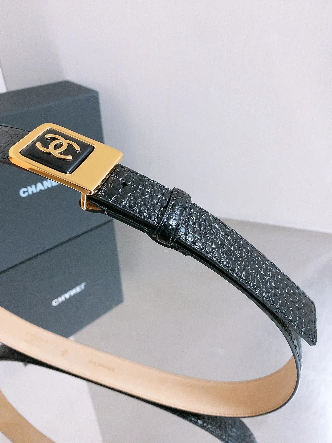 Chanel 2026 Crocodile-Embossed Belt 30mm Calfskin