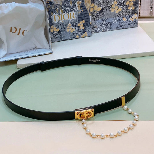 Dior Pearl Belt 20mm Cowhide 206419